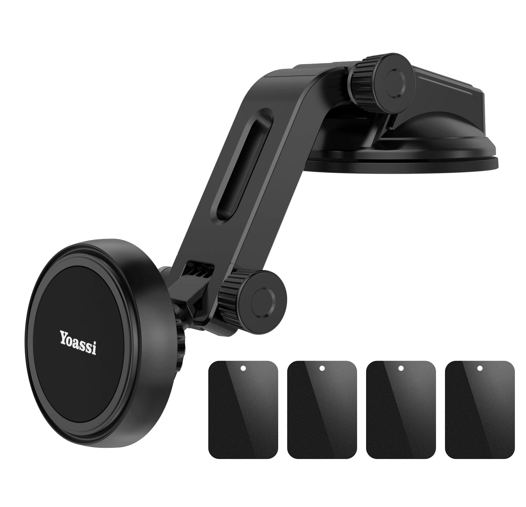 Magnetic Car Phone Mount, Hands Free Dashboard Windshield Cell Phone Holder with Multi-Angle Arm Sticky Suction Cup Compatible with iPhone XS Max XR X 8 7 6 Plus Samsung Galaxy S10 S9 S8 Note 9