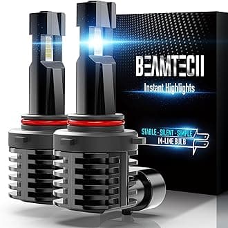 BEAMTECH 9005 Bulb, Fog Light Fanless in Line 6500K White Pack of 2