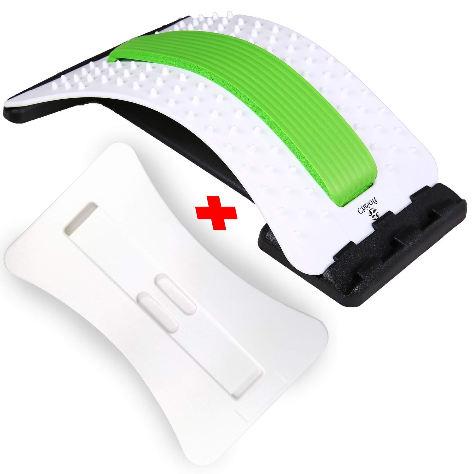 Back Stretcher As Seen Doctors TV with 2 Different Boards, CHISOFT Lumbar Stretching Device + 2 Foam Cushion + Arched Back Stretching Device, Posture Corrector, Spine Decompression, Lumbar Traction, Sciatica Relief