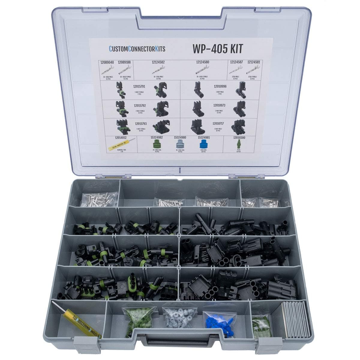 Delphi Weather Pack Connector Kit WP-405 Special: 1, 2, and 3 Way Sealed Weatherproof Automotive Electrical Connectors 20-12 Gauge 405 Piece Kit