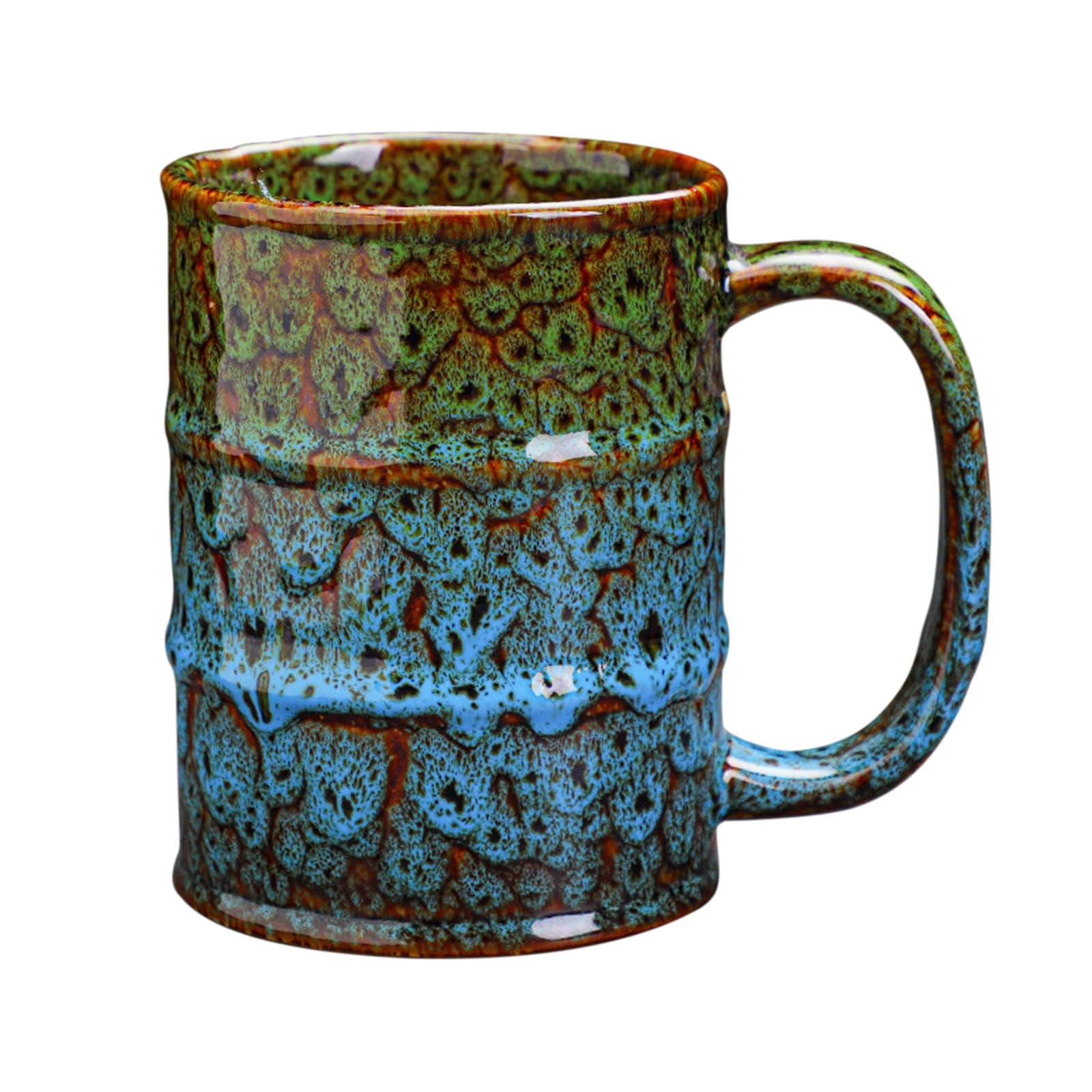 Ceramic 20 oz Coffee Mugs - Large Tea Cup for Office and Home - Dishwasher and Microwave Safe (1, Green and Blue)