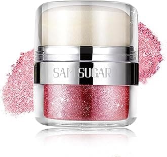 Body Shimmer Powder, Body Glitter Powder with Sponge Head, Eyes, Hair, Face Glitter for Women & Girls, 3D Contour & Long Lasting Luminous, Shimmer Makeup Perfect for Daily, Party (Pink)
