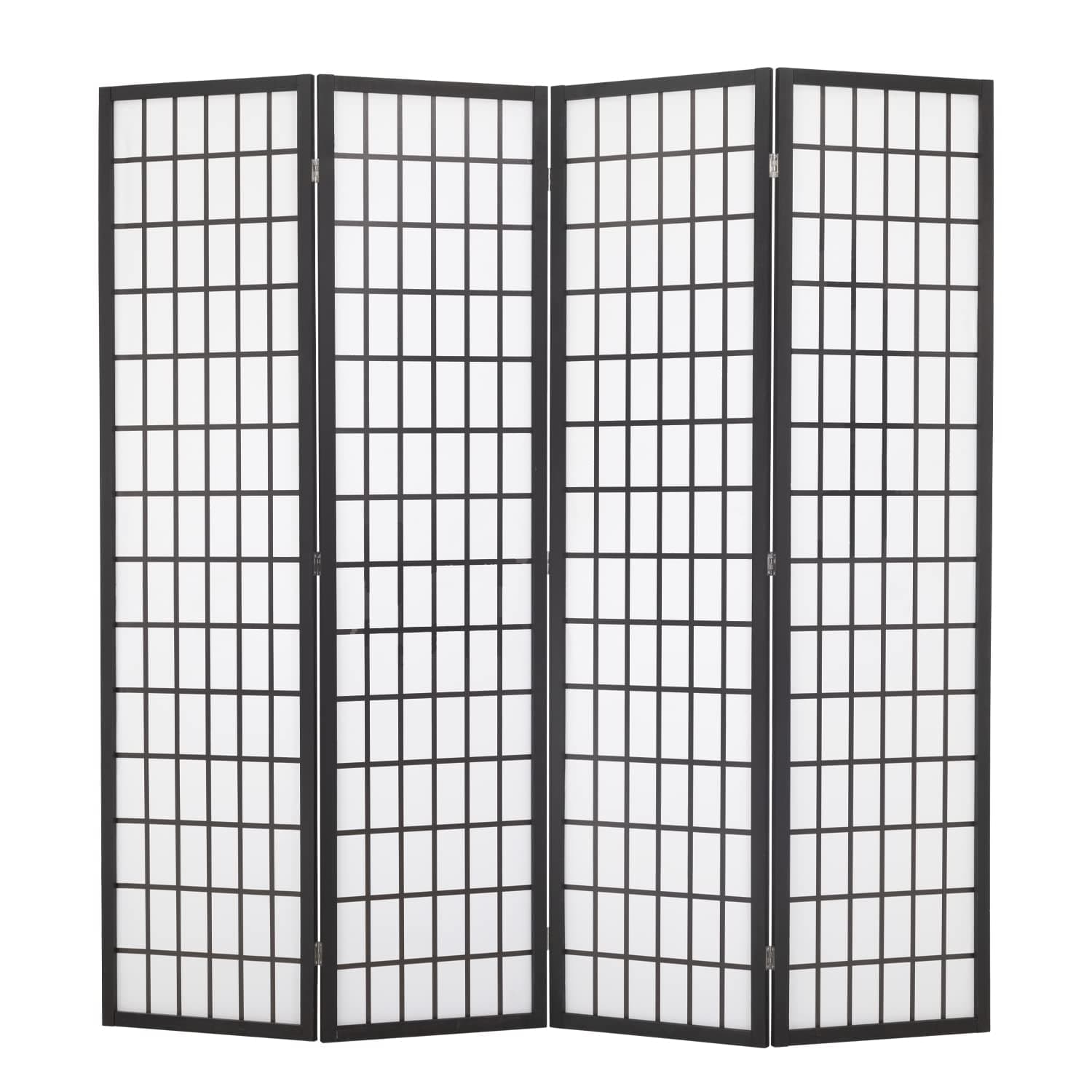 FDW Room Divider 4 Panel Oriental Shoji Screen 6Ft Folding Privacy Divider Wall Divider Portable Freestanding Partition Screen Japanese-Inspired Wood Divider,White