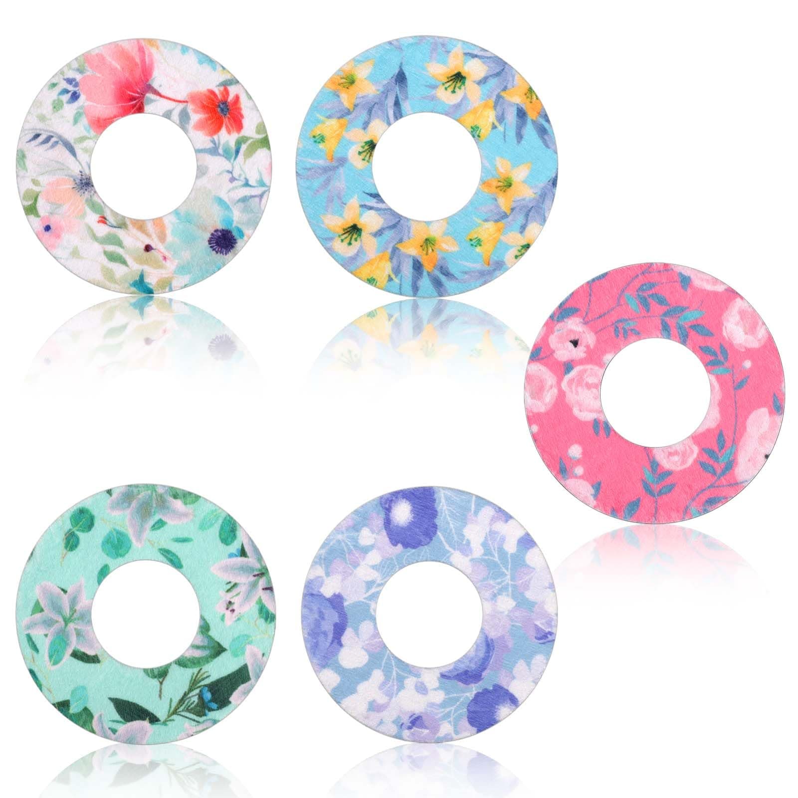 25pcs Sensor Covers for Libre 1/2, Waterproof Flower Pattern Blood Sugar Monitor Patch Adhesive Patches Sensor Sticker Accessories Compatible with Libre(5 Styles)