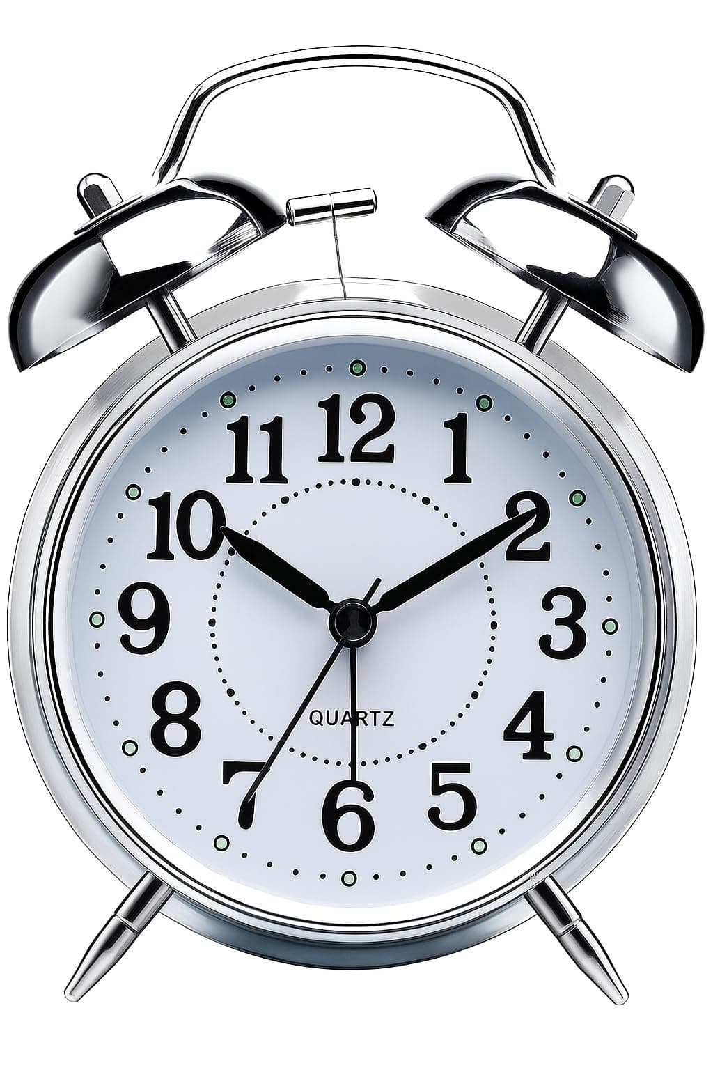 Retro Twin Bell Table Clock, Metal Frame Alarm Clock with Night Backlight, Silent Movement, High Volume for Heavy Sleeper Alarm for Home, Office, Bedroom, Living Room (Silver Clock)