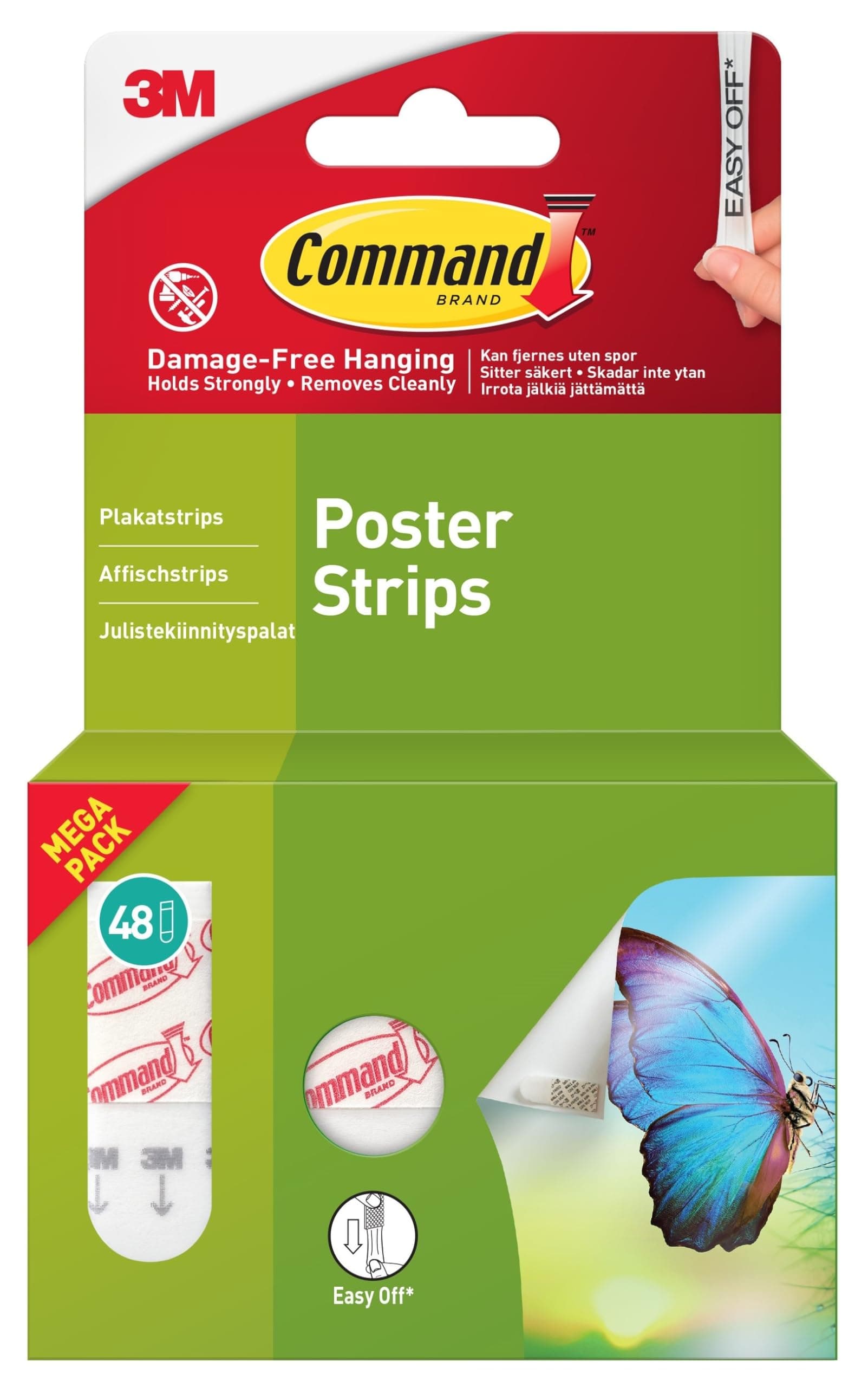 Command Poster Strips, Value Pack - 48 Adhesive Strips, White - Ideal for Hanging Posters, Schedules, Calendars or Pictures Without Frames - Damage Free Hanging