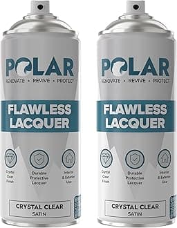 Polar Flawless Lacquer Spray - Protective Coating for Wood, Ceramic, Glass, Plastic & Metal - Scratch Resistant & UV Protection - Primer for DIY, Interior & Exterior - Satin Finish - Clear - 2x400ml