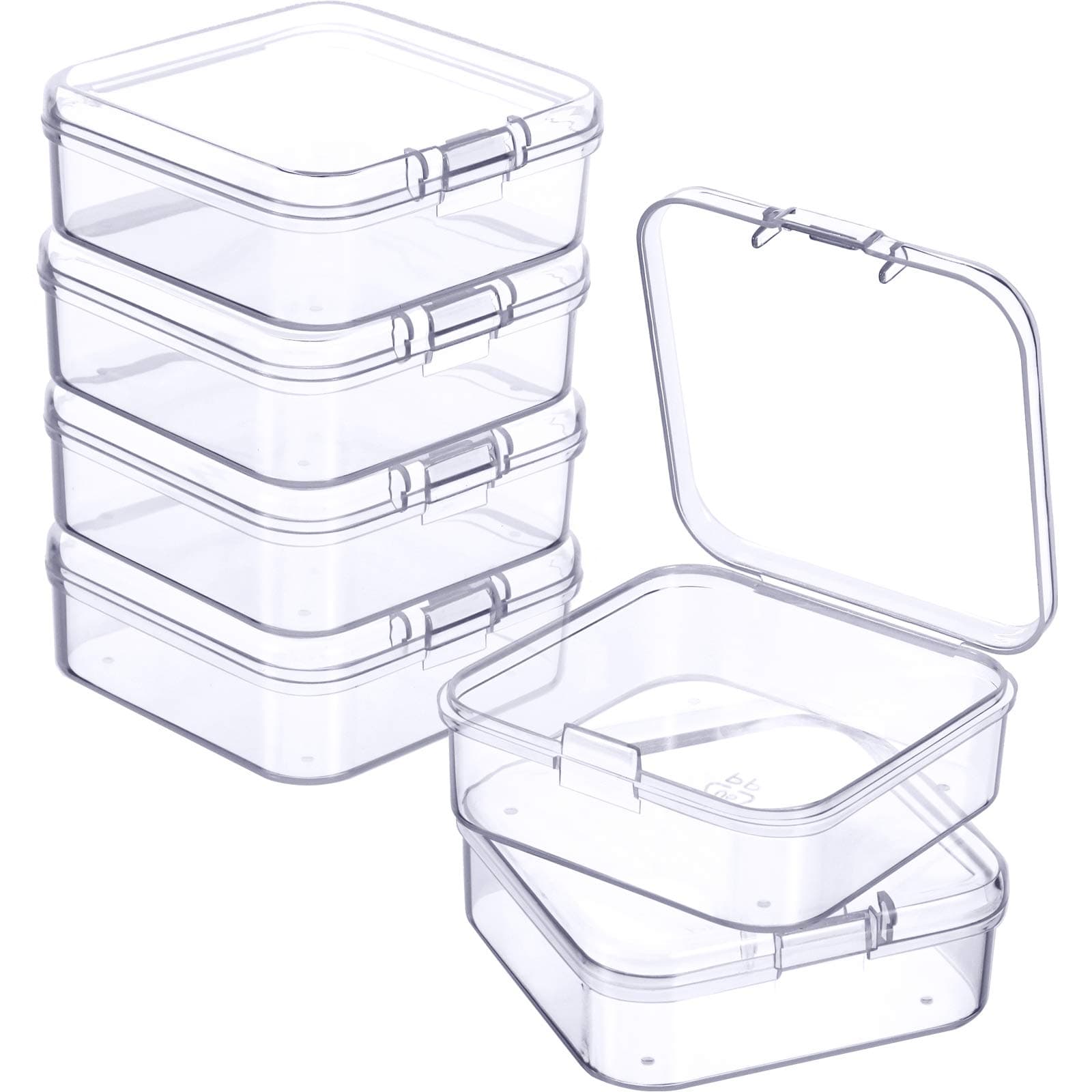Jetec 6 Pieces Mini Plastic Clear Beads Storage Containers Box for Collecting Small Items, Beads, Jewelry, Business Cards, Game Pieces, Crafts (2.1 x 2.1 x 0.8 Inch)