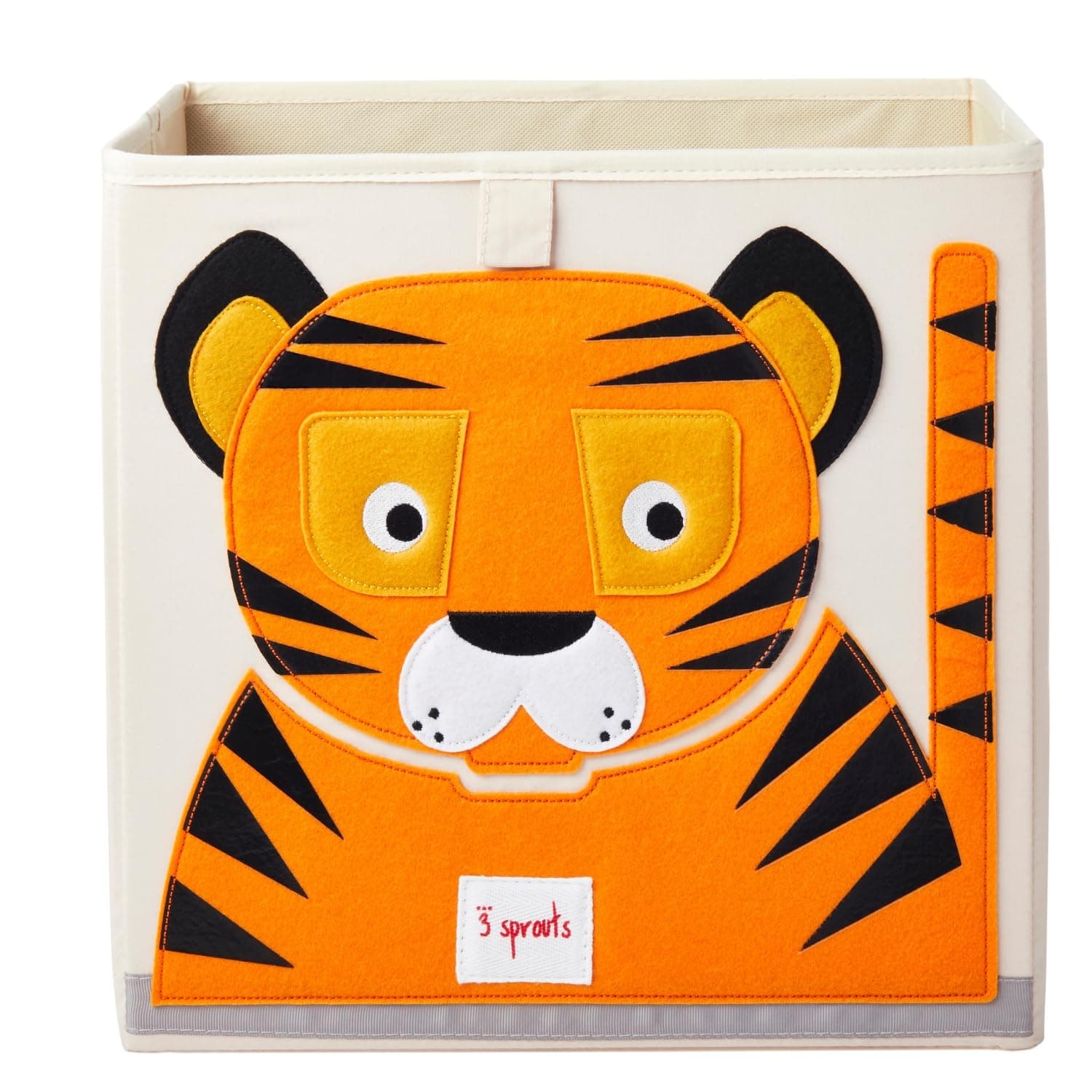 3 Sprouts Cube Storage Box - Organizer Container for Kids & Toddlers, TIGER
