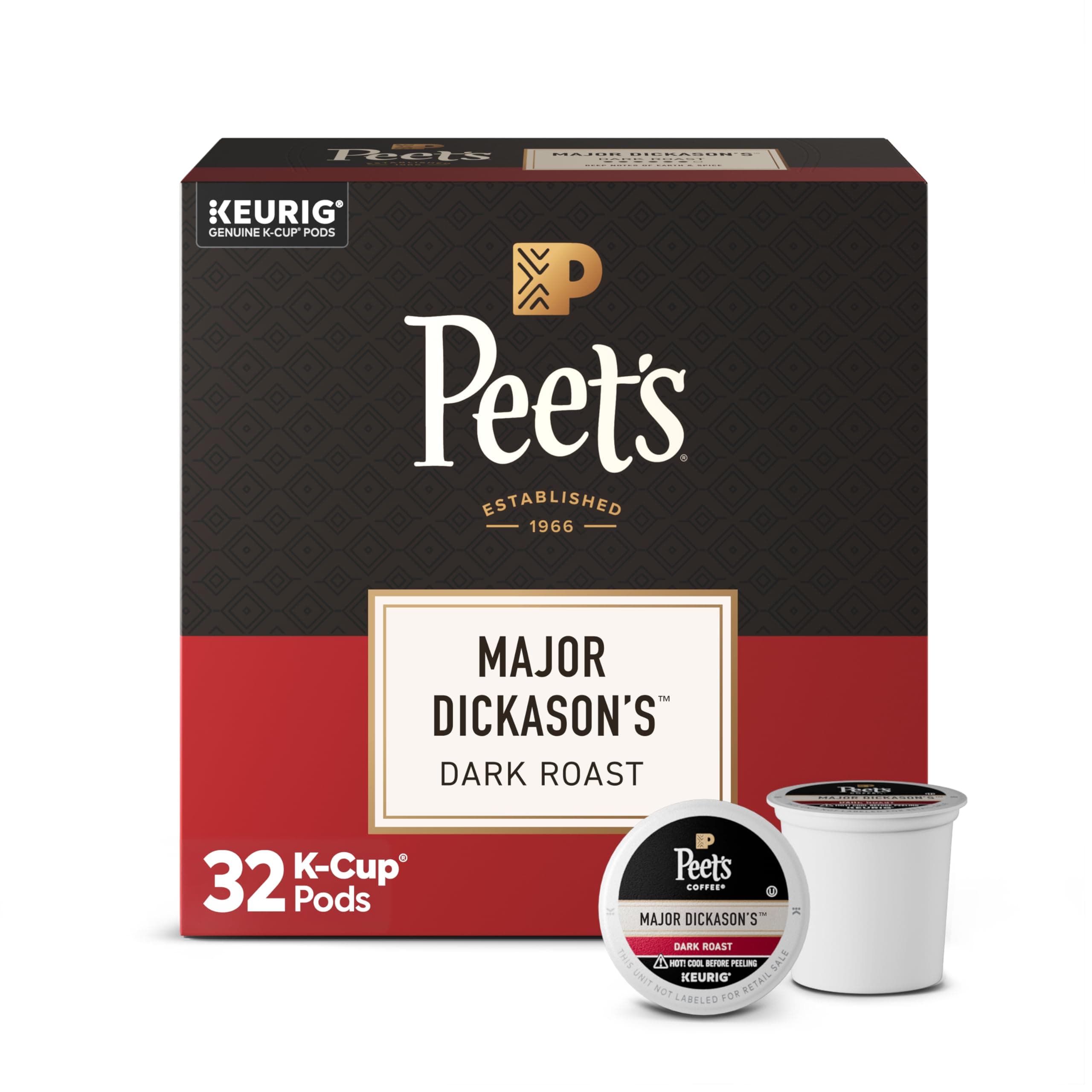 Peet's Coffee 32 Count Major Dickason Blend Single Cup Coffee for Keurig K-Cup Brewers