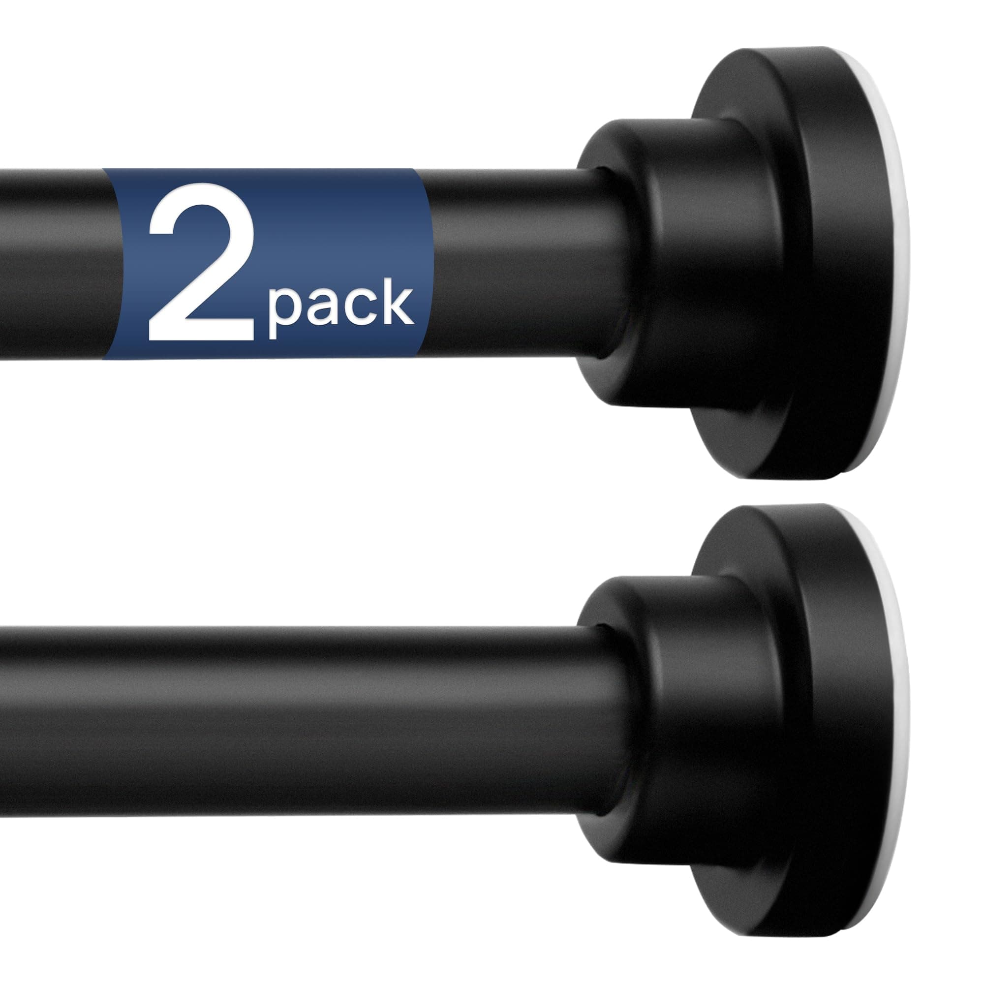 ENJOYBASICS 2 Pack Adjustable Spring Tension Curtain Rods 32 to 66 Inches, Stainless Steel Matte Black Shower Rod No Drilling for Window, Bathroom, Closet, Room Divider, 7/8" Diameter