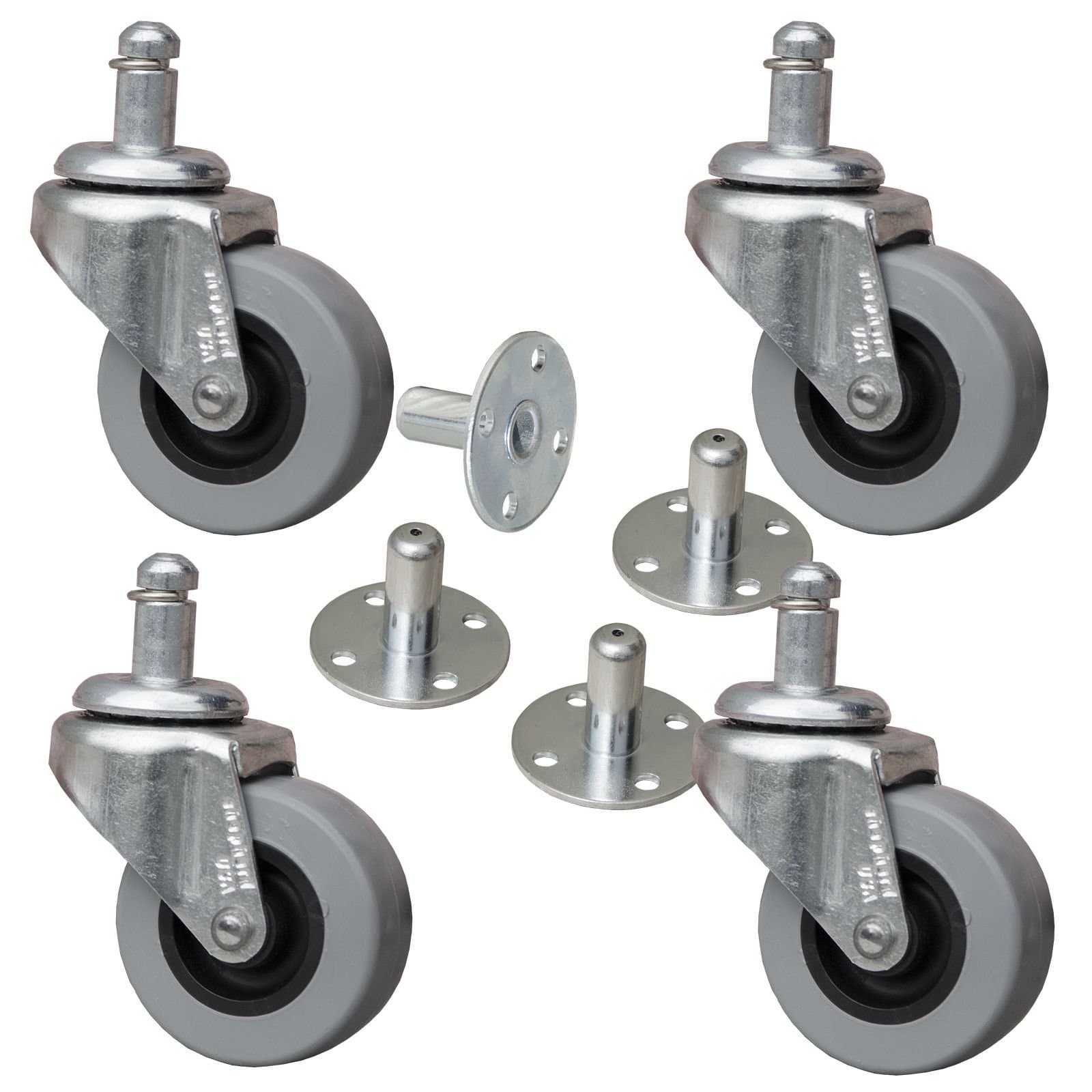 Pop In Style Amp Casters with Sockets - 2" Non-Marking Polyurethane Wheel for Amplifiers Set of 4