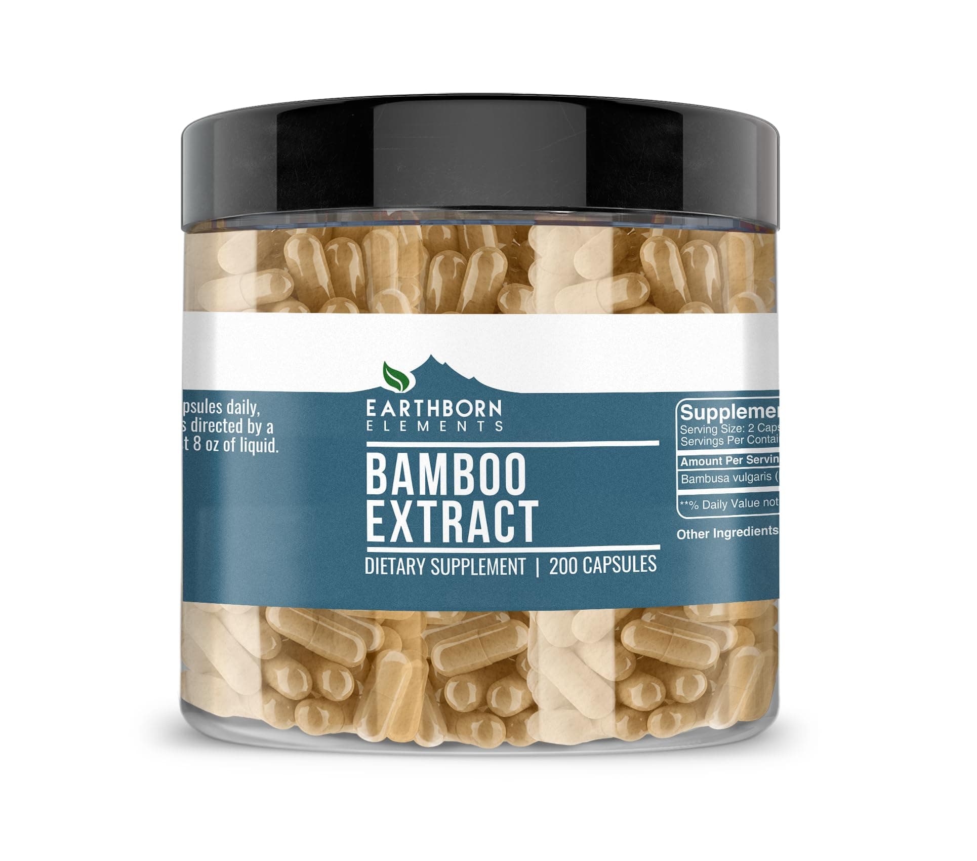Earthborn Elements Bamboo Capsules, 200 Capsules (375 MG per Serving) (200-Day Supply) , Dietary Supplement for Fast Metabolism*, Energy & Immunity Boost*, Heart & Brain Health*