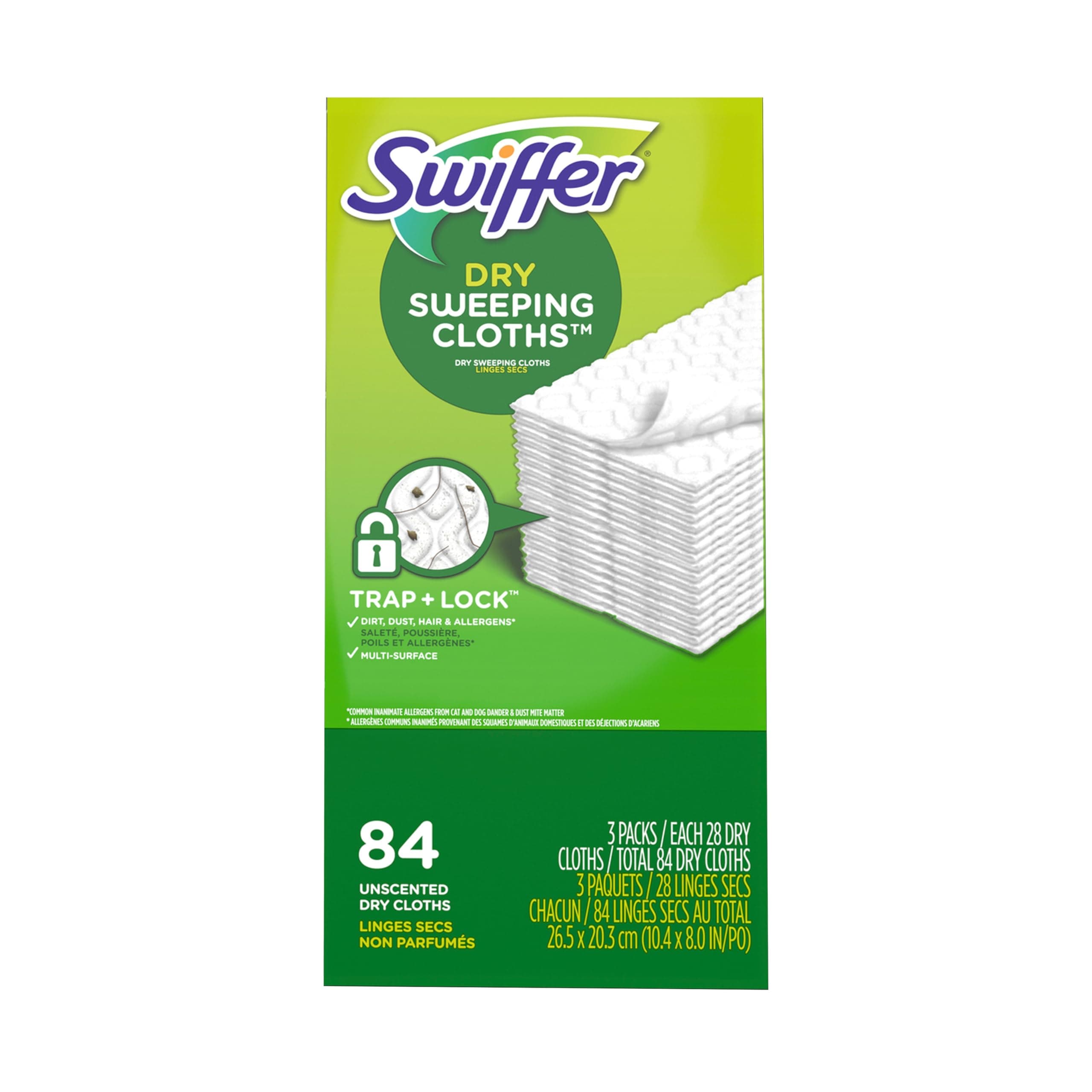 Sweeper Dry Sweeping Pad Refills For Floor Mop | Unscented Dust-Trapping Cloths | Traps Dust, Dirt & Pet Hair | Multi-Surface Use - 84 Count