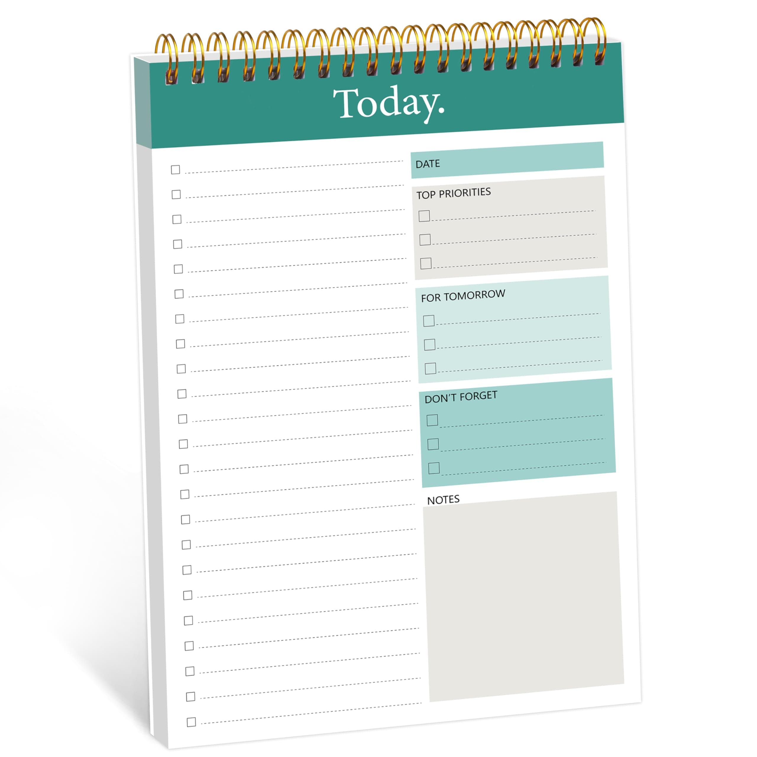 GOLDPEI To Do List Notepad - Daily Planner Notepad Undated 52 Sheets Tear Off, 6.5" x 9.8" Checklist Productivity Organizer with Hourly Schedule for Tasks