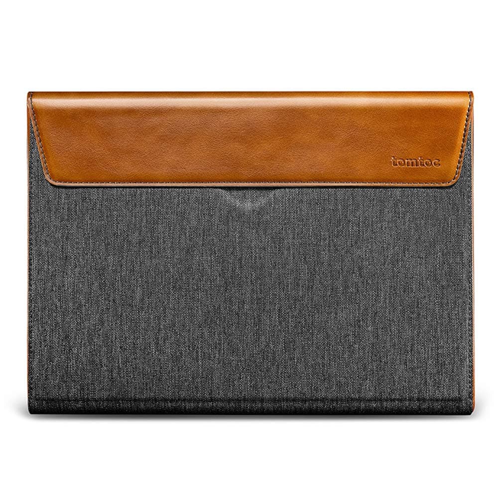 tomtoc Compact Laptop Case Sleeve Designed for 15-inch New MacBook Air M2/A2941 2023 with a Slim Hard Cover, 16-inch MacBook Pro A2141 2019, Spill-Resistant Wear-Resistant PU Leather Envelope Bag