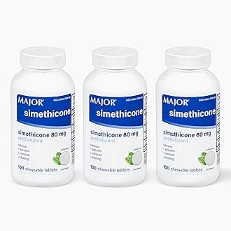 Simethicone 80mg Chewable Anti-Gas Generic for Mylanta Gas 3 Pack 3 X 100 ea. Total 300 Chewable Tablets