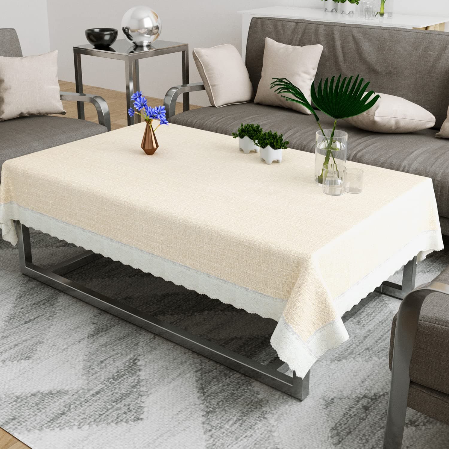 Dream Weaverz Rectangular Anti-Slip PVC Table Cover (60x60in, White)