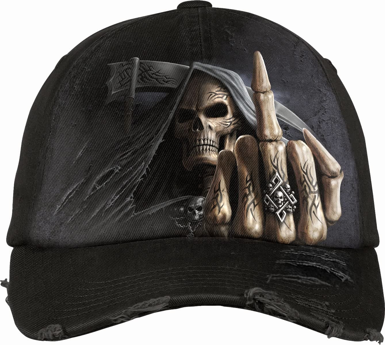 Bone Finger - Distressed Baseball Caps with Metal Clasp