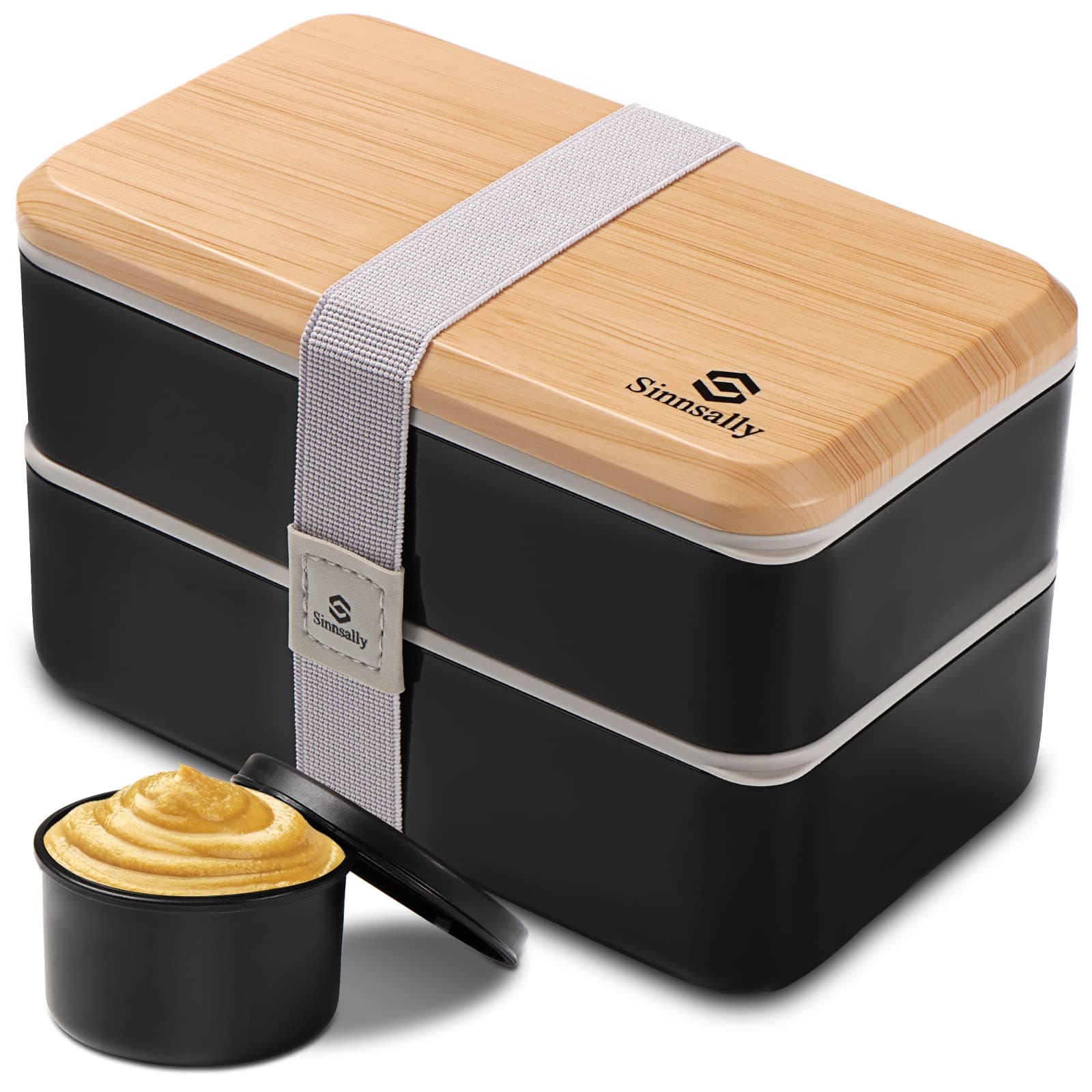1400ML Bento Box Lunch Boxes, Stackable Bento Lunch Box for Adults,Leak-Proof Lunch Container with Compartments,Japanese Style Lunchbox with Sauce Pot Cutlery Set,Microwaveable Safe