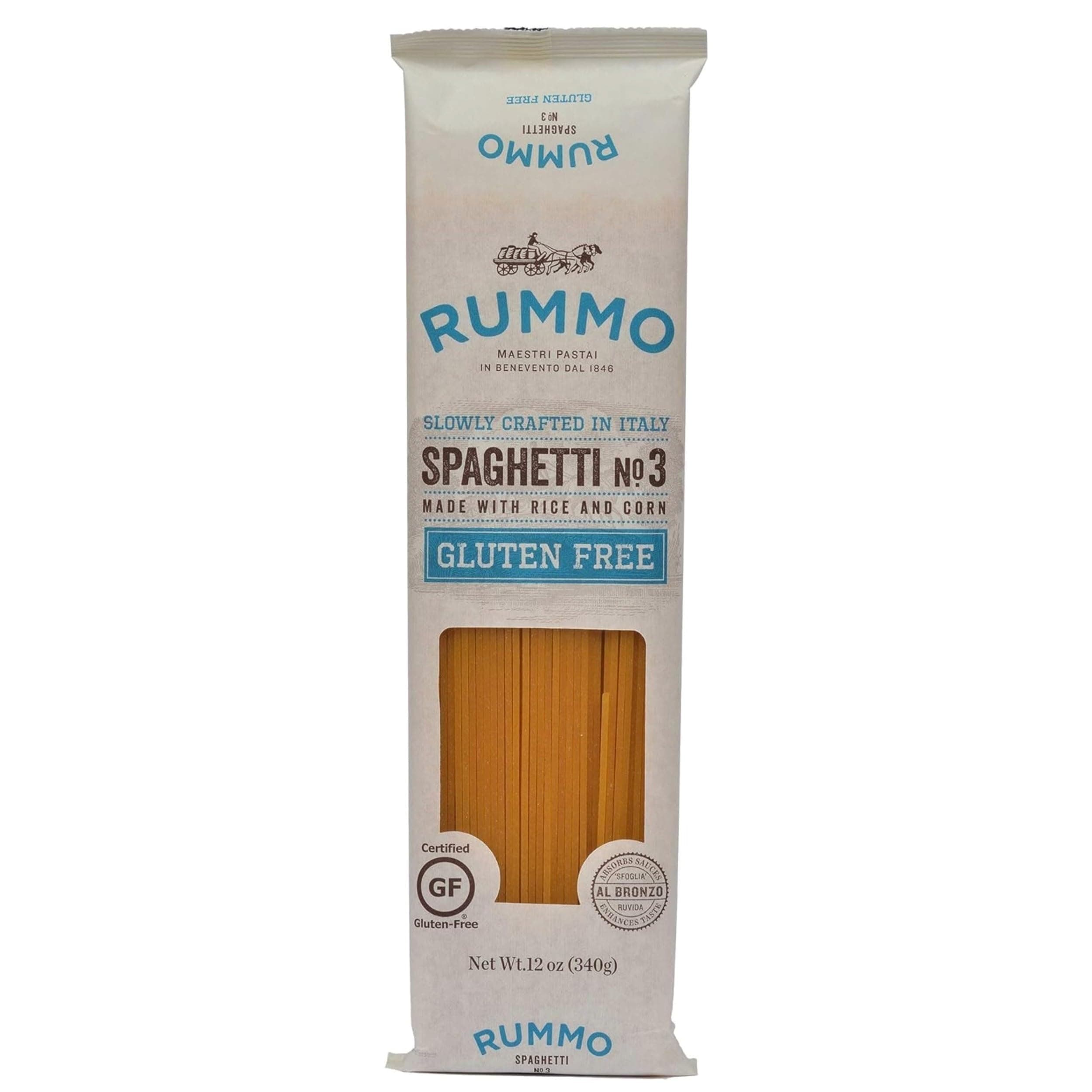 Gluten Free Spaghetti Pasta No.3 - Classic Italian Long-Strand Pasta, Expertly Made for Gourmet Meals, 340 g (Pack of 1)