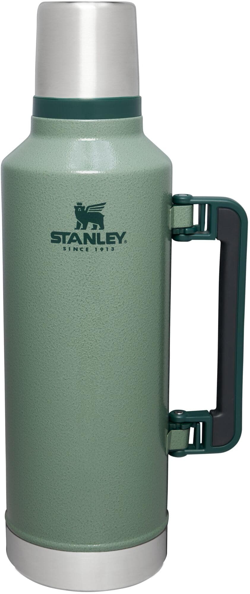 Stanley Classic Legendary Vacuum Bottle 2.5 qt | Wide Mouth with Leakproof Cup Lid | Keep Drinks Hot or Cold | Packable for Travel | Insulated Stainless Steel Thermos | BPA-Free | Hammertone Green
