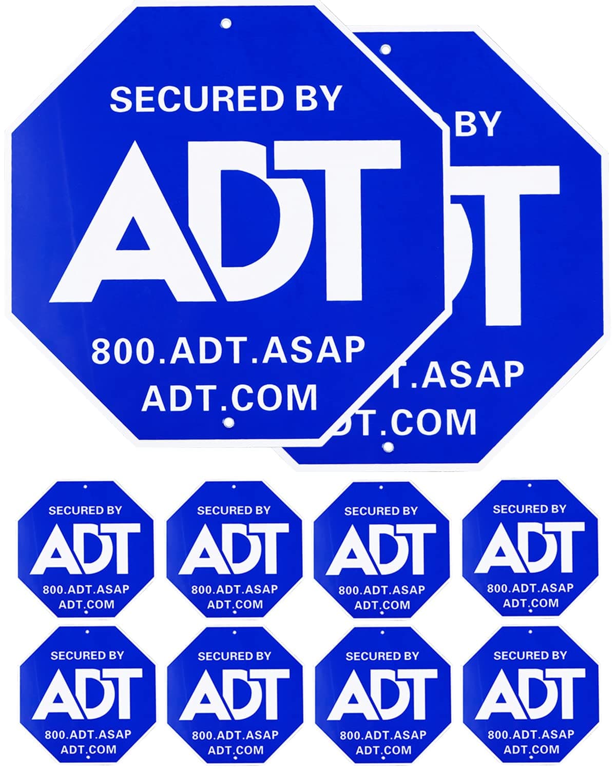 ADT Security Signs 100% Aluminum.with 8 Double-Sided Security Stickers,Post not Included - for Yard Security Sign