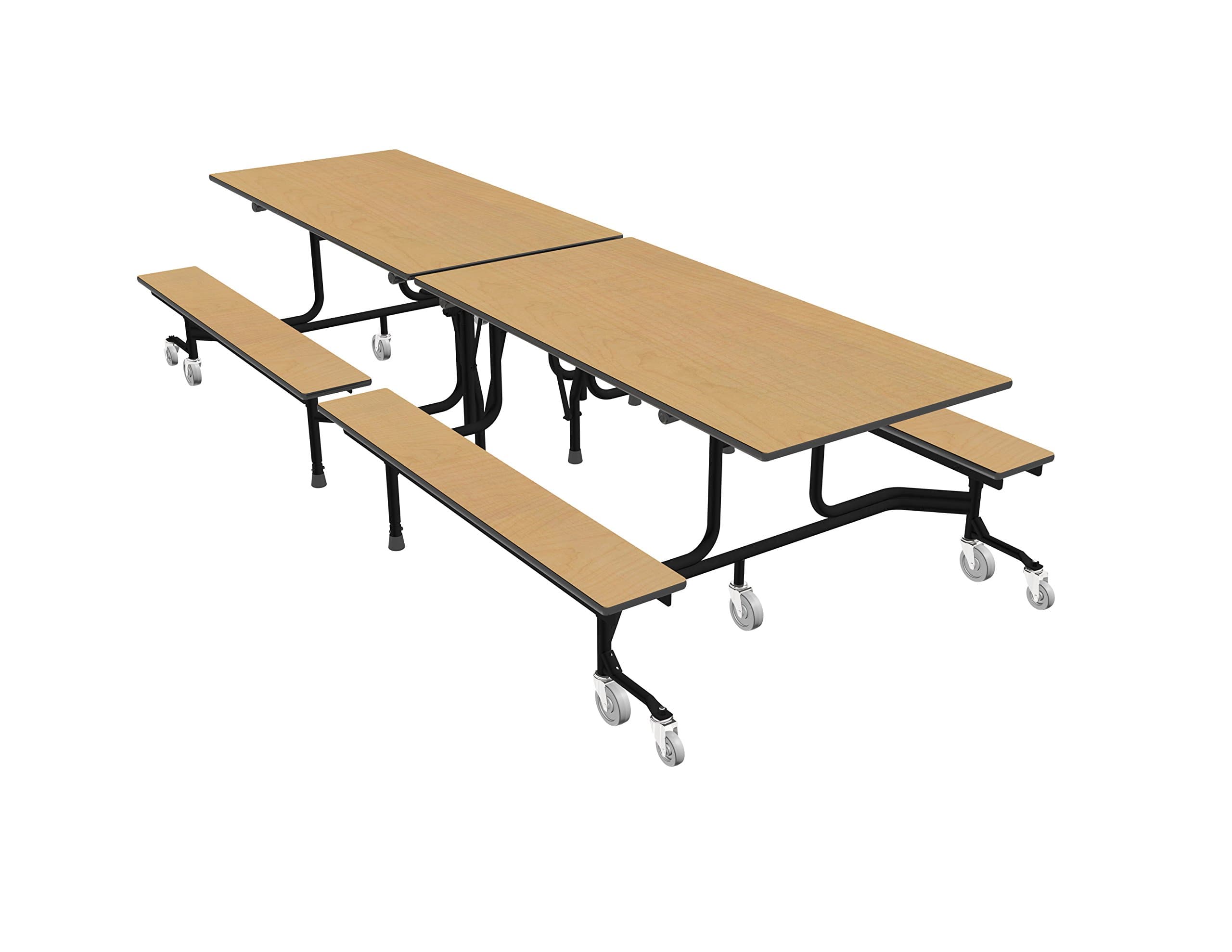 63T Easy Folding Mobile Bench Table, 29x30x120, Maple/Black, Cafeteria, School Breakroom Table