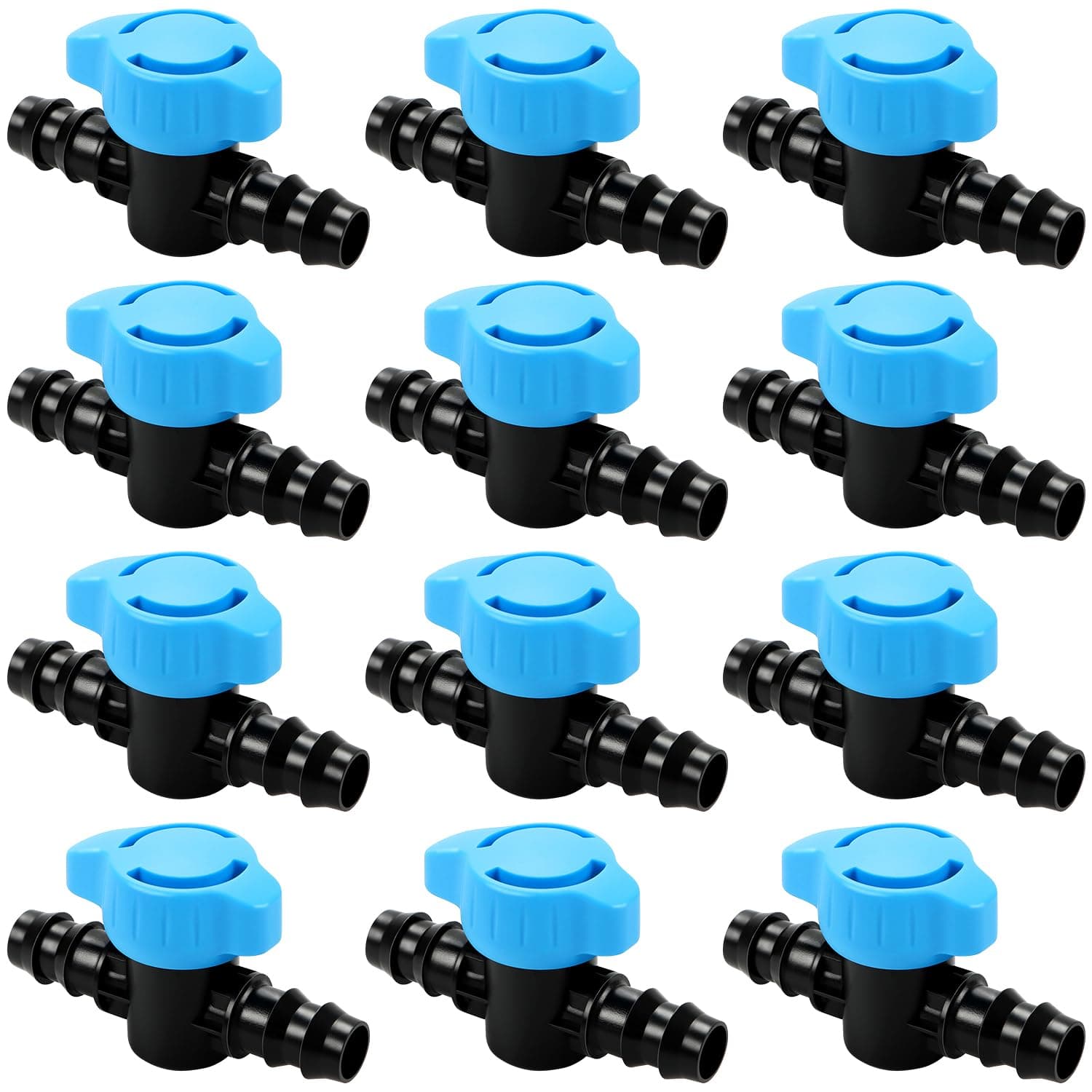 12 Pack Drip Irrigation 1/2 Inch Barbed Shut Off Valve, Drip Line 1/2" In-Line Ball Valve Parts for 1/2 Inch 16mm Drip Irrigation Tubing (.570-.620" ID) for Drip Sprinkler Systems