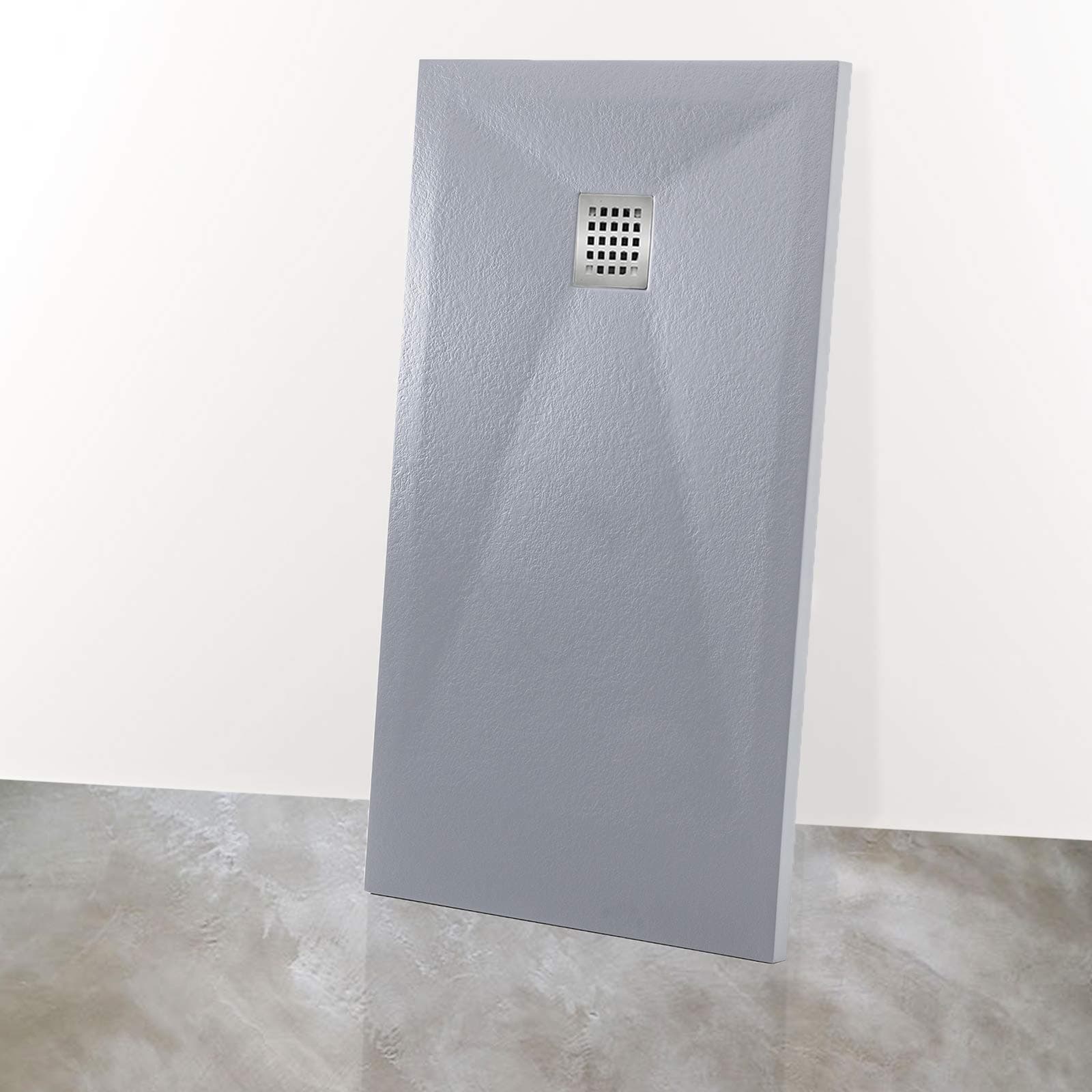 Yellowshop rectangular shower tray ashlar stone marble resin light grey