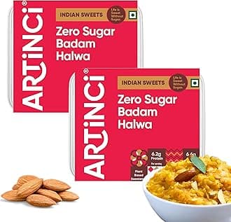 Artinci Sugar-Free Badam Halwa (200gm X 2), Low-Carb, Keto-Friendly, High-Protein Indian Sweet, Made with Pure Desi Ghee & No Added Sugar
