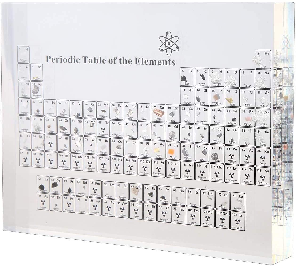 Periodic Table with Real Elements Samples,Acrylic Periodic Table Display with Elements Teaching Tool Student Teacher Gift Craft Decoration