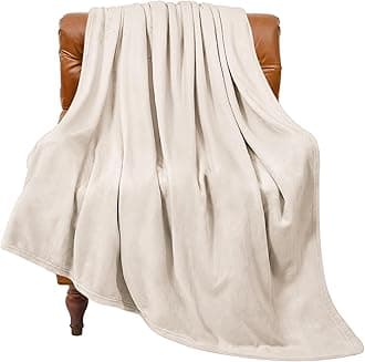 - Fleece Blanket Beige Throw Blankets for Couch & Bed, Luxury Plush Cozy Fuzzy Blanket 50" x 60", Super Soft Warm Lightweight Throw Blanket for Travel Camping