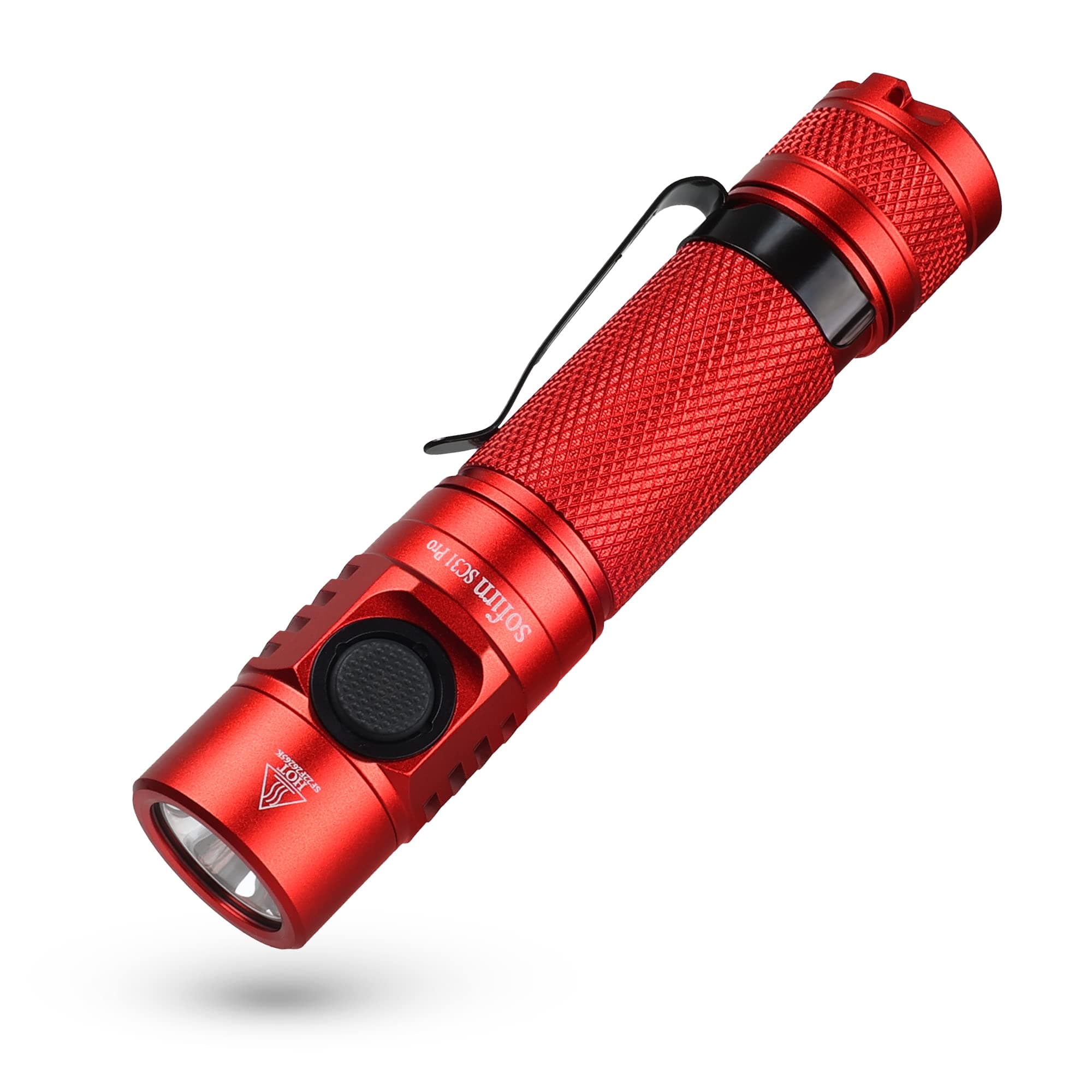 CSTEBOKE Pocket LED Flashlight, USB-C Rechargeable EDC Flashlight with 2000 Lumens SST40 6500K LED, Anduril 2 UI, High Power Light for Camping, Hiking, Emergency, Outdoors(Red)