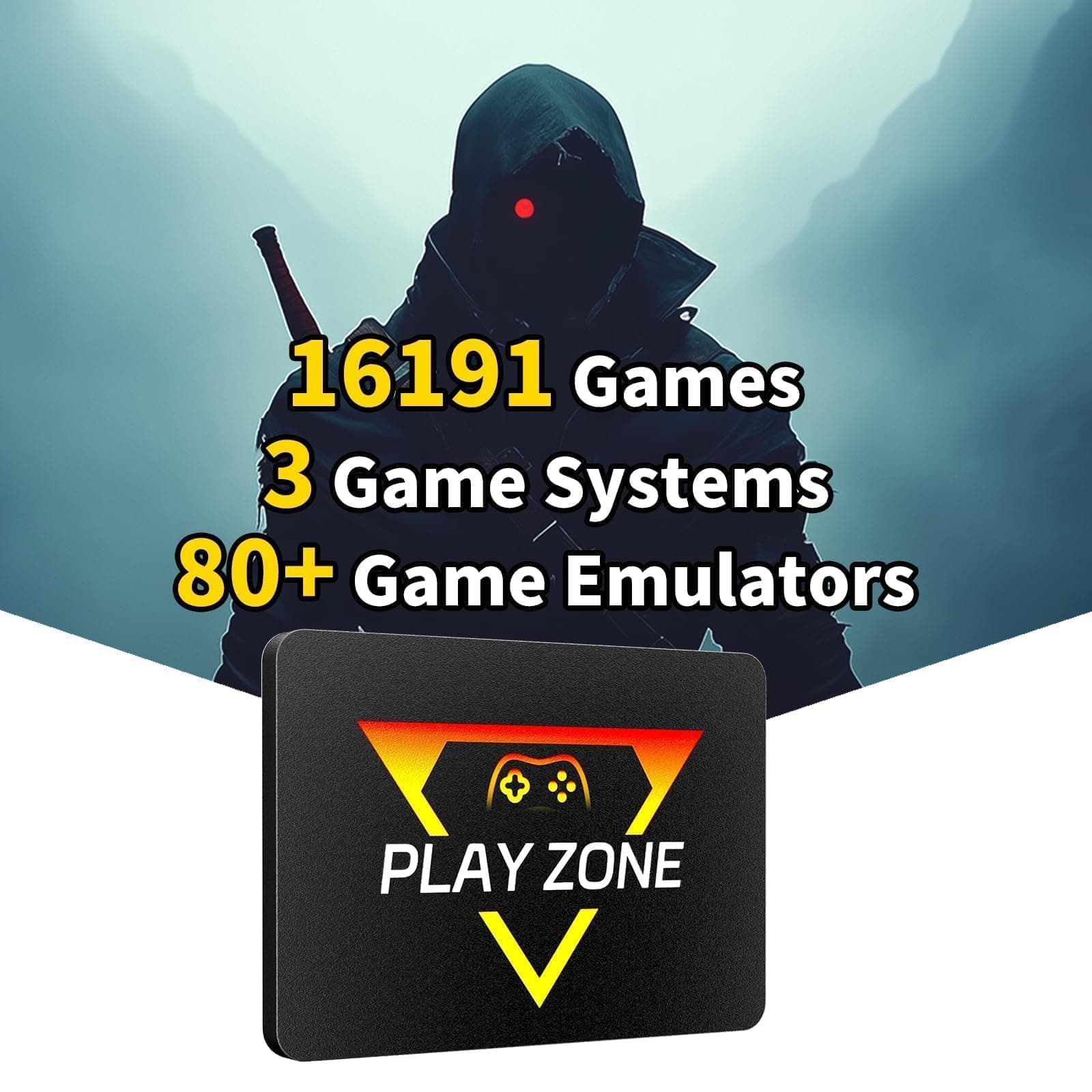 Game Console HDD with 3 Game Systems, Video Game Console with Built in 16191 Games, Emulator Console has 80+ Emulators, Game SSD for PC