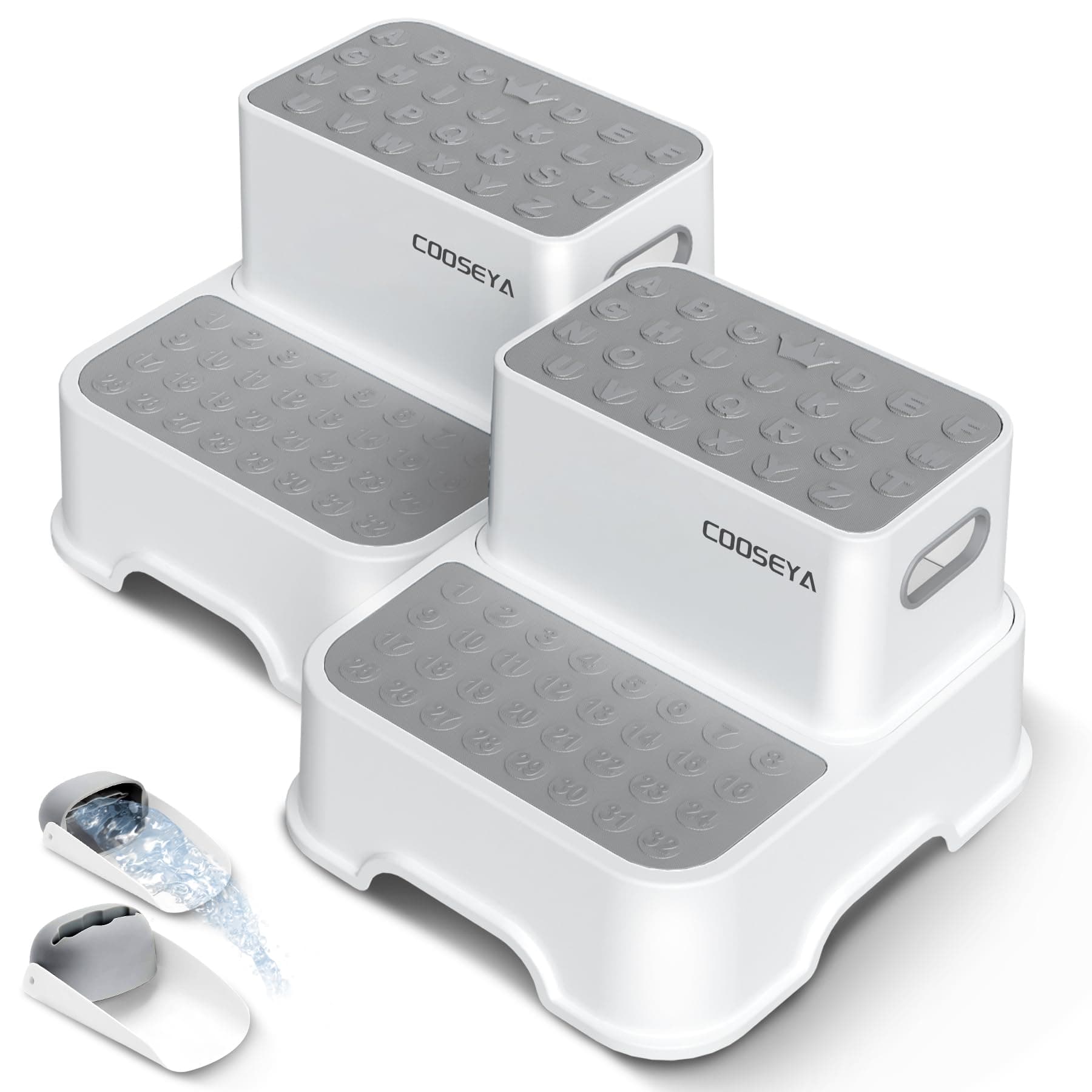 COOSEYA 2 Step Stools for Kids,Toddler Step Stool for Bathroom Sink,No-Slip Double up Stepping for Toddlers Bathroom, Multifunctional Toilet Potty Stool for Kids,Toilet Potty Training(2 Packs)