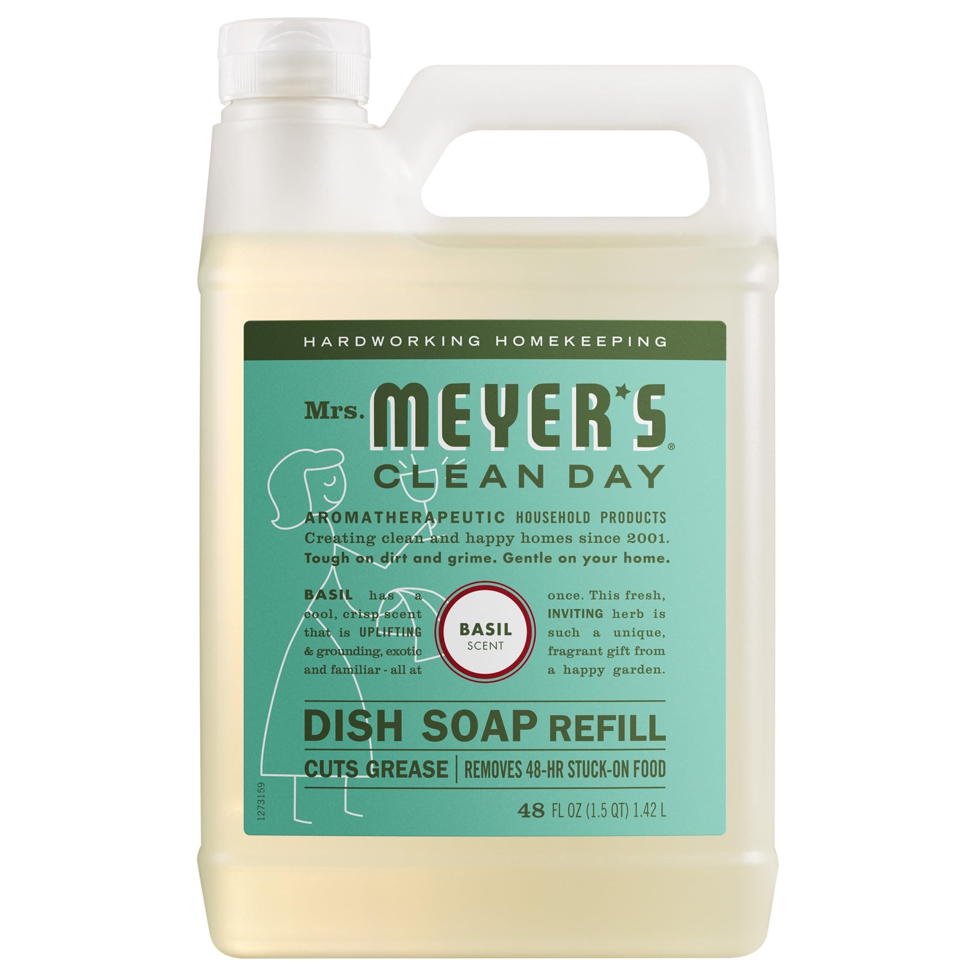 Mrs. Meyer's Liquid Dish Soap Refill, Basil, 48 OZ (Pack - 1)