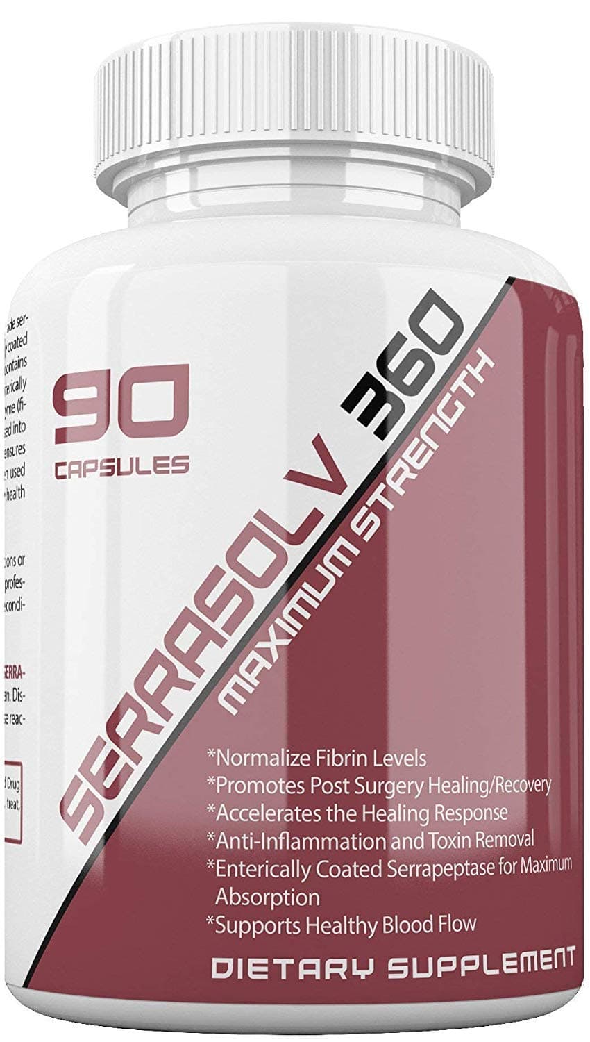 Serrasolv 360 Serrapeptase Supplements - Ultra-High Potency Maximum Strength Serrapeptase Pills - Dissolve Scar Tissue, Reduce Inflammation and Pain with Proteolytic Enzymes (90 Capsules)