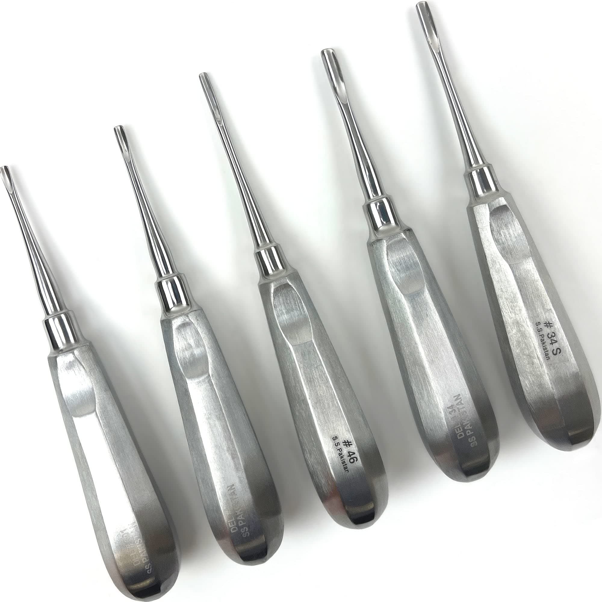Root Elevator Set – Luxating Periotome, Apical Molt Osteotome, Root Extraction Instruments, Professional Oral Implant Tools - 5 Pcs