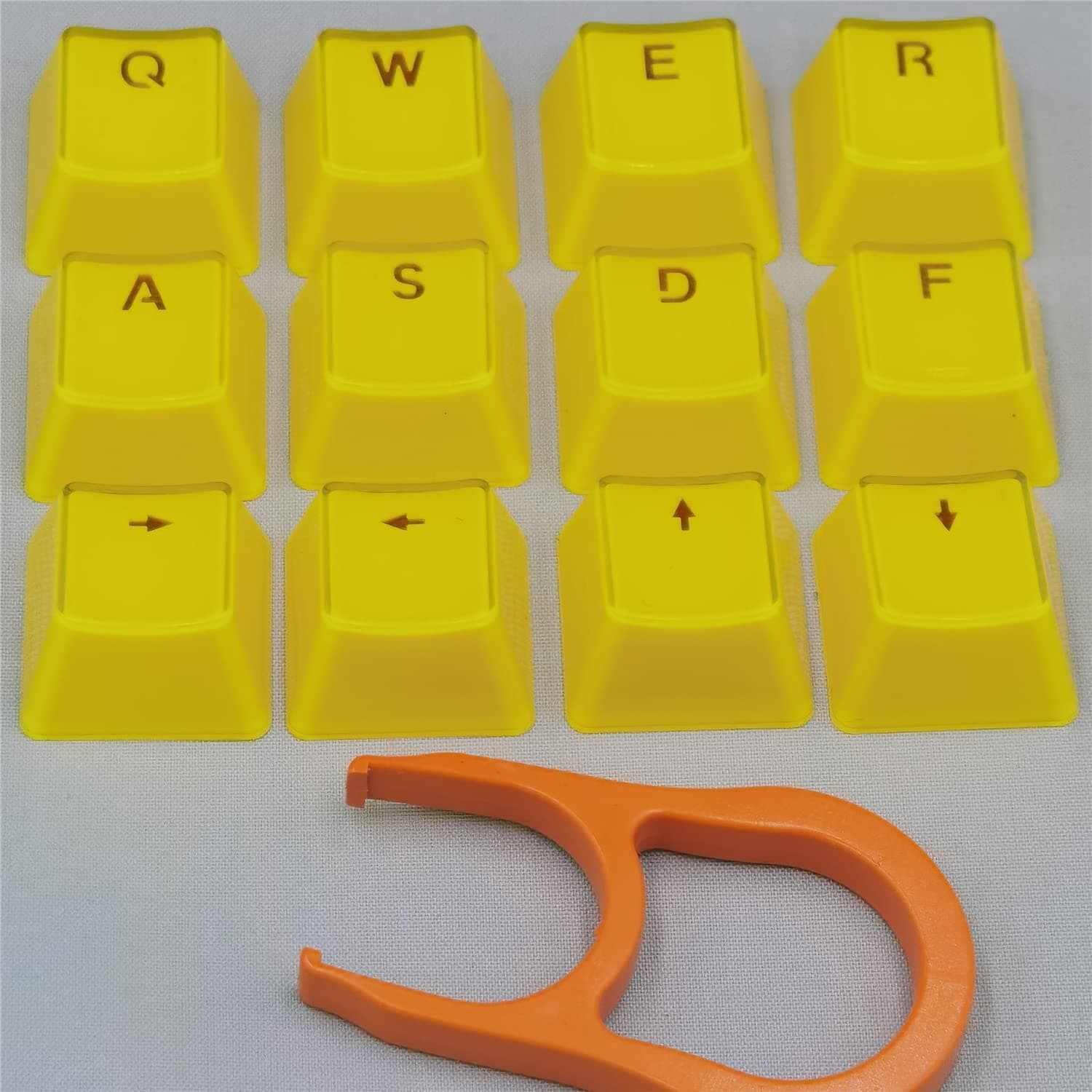 eWINNER 12 Keys PBT Keycaps Backlit Metallic Electroplated Set for Cherry MX Axis Mechanical Keyboard TLT Retail FPS and MOBA Gaming Switch QWER/ASDF/WASD/Direction with Keycap Puller (yellow)