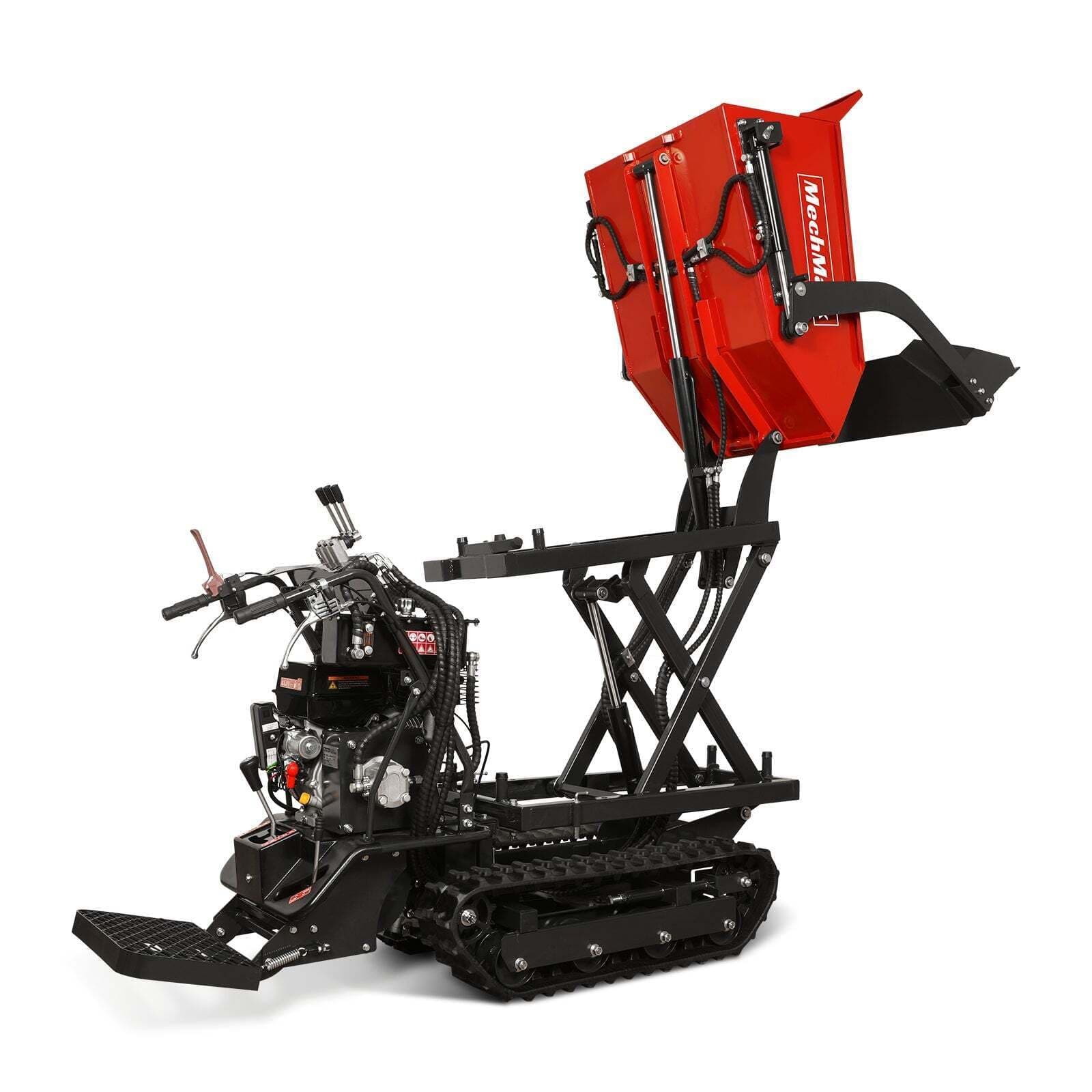 MechMaxx 1100Lbs Capacity Wheel Barrow 302cc 10HP E-Start Gas Engine Tracked Dumper,with Front Shovel/Hydraulic Tipping and Lifting, Model D50HTFL