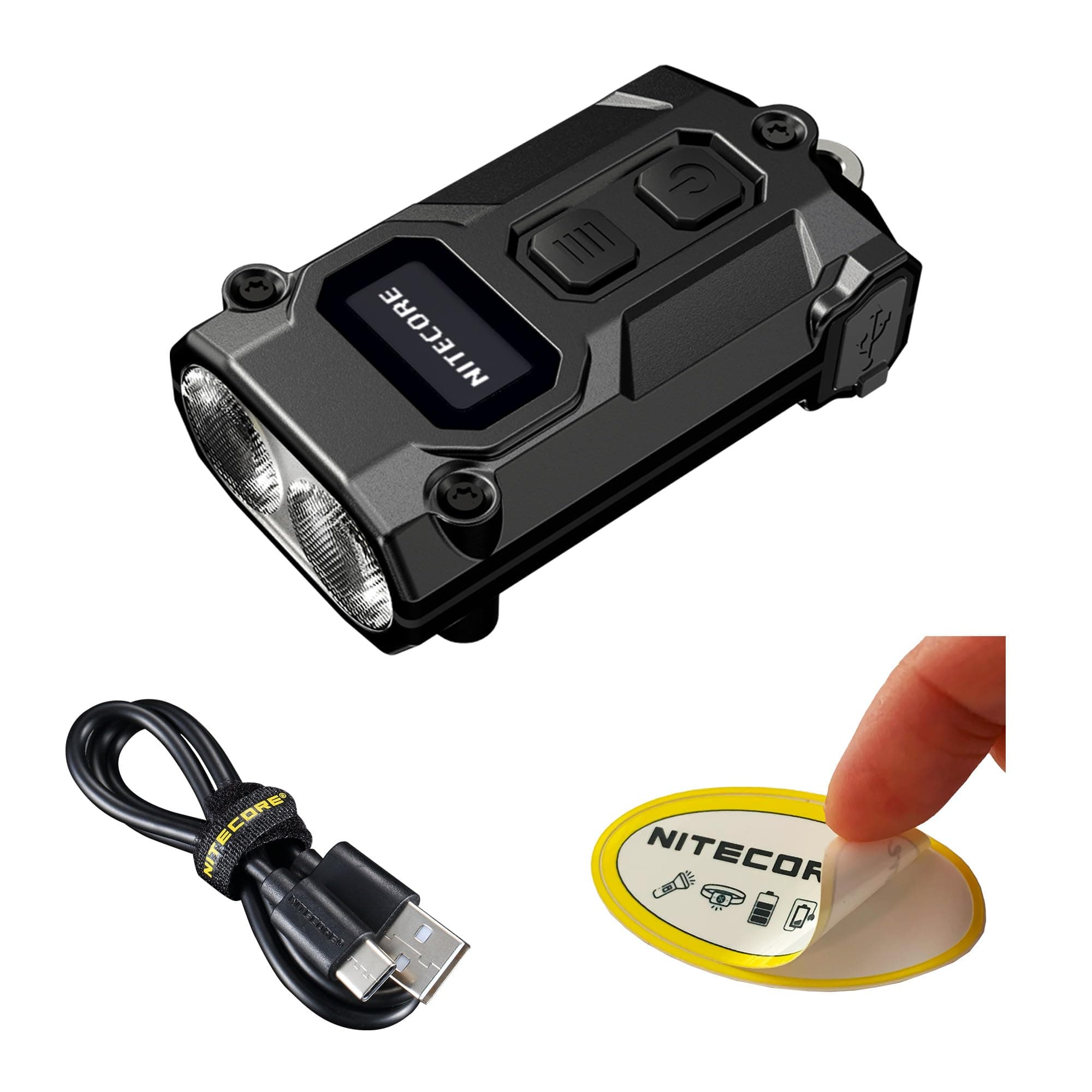 Nitecore TINI 3 600 Lumen EDC Keychain Flashlight, USB-C Rechargeable Lightweight with Multiple Color Temperatures Output (Warm, Neutral White, Cool White) and NSticker (Black)