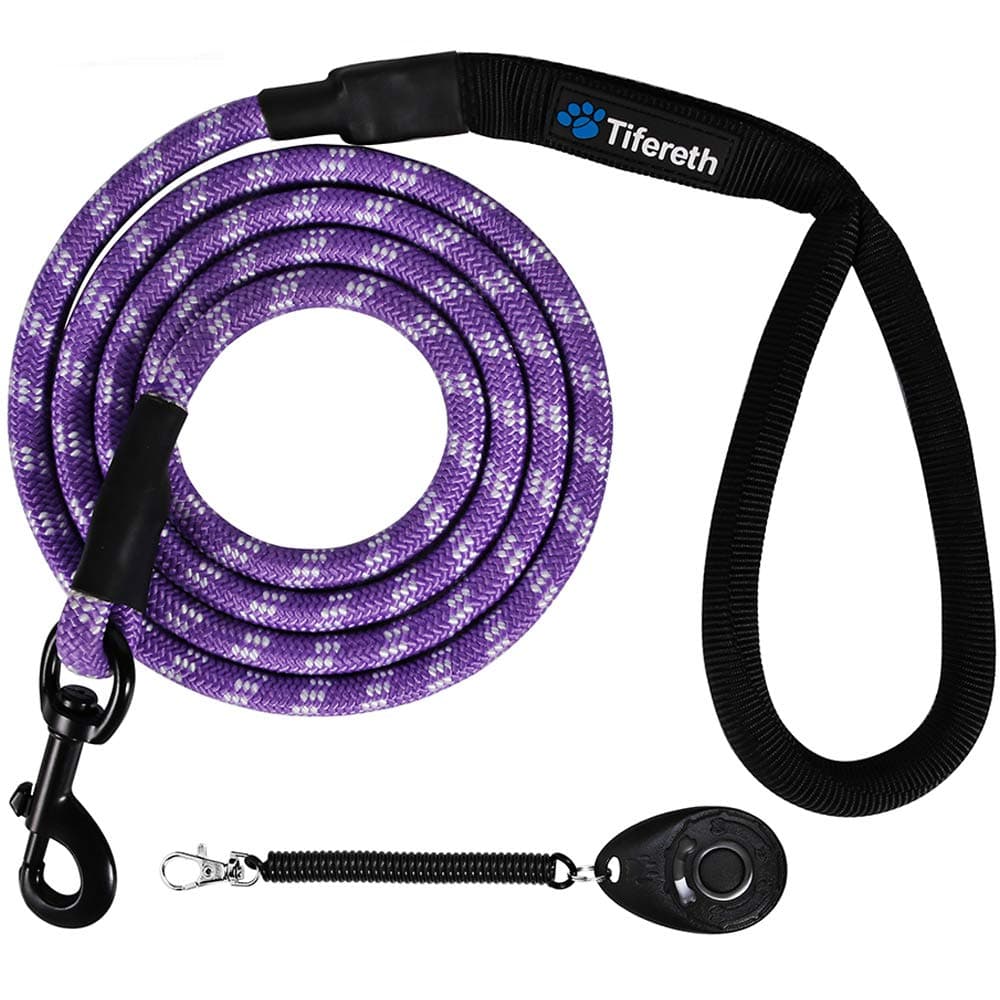 Rope Medium-Large 6ft-4ft Dog-Leash - Strong Big Heavy Duty Climbing Rope Leash with Soft Padded Handle for Medium to Large Dogs