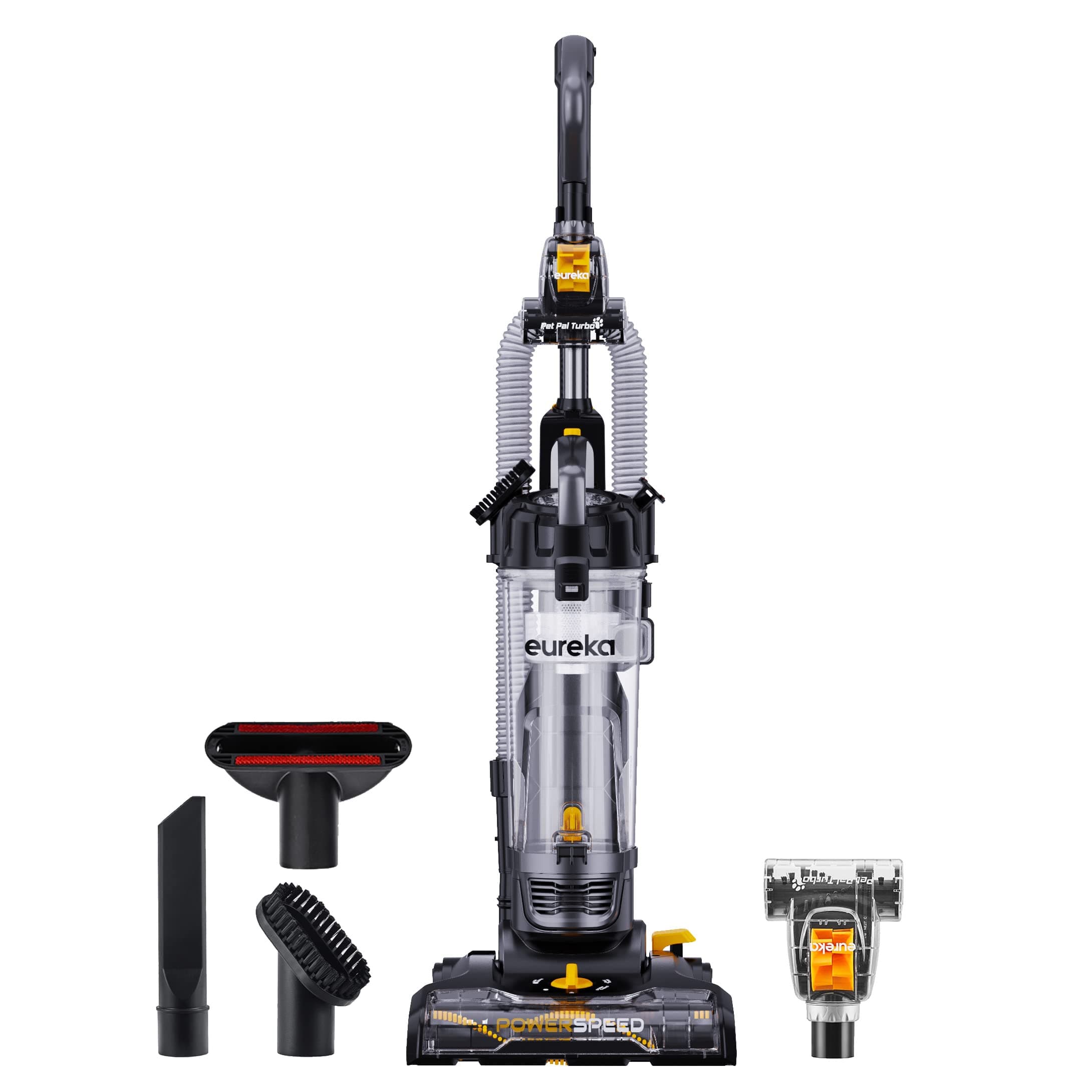 PowerSpeed Lightweight Powerful Upright Vacuum Cleaner for Carpet and Hard Floor, Pet Turbo, Black,Yellow