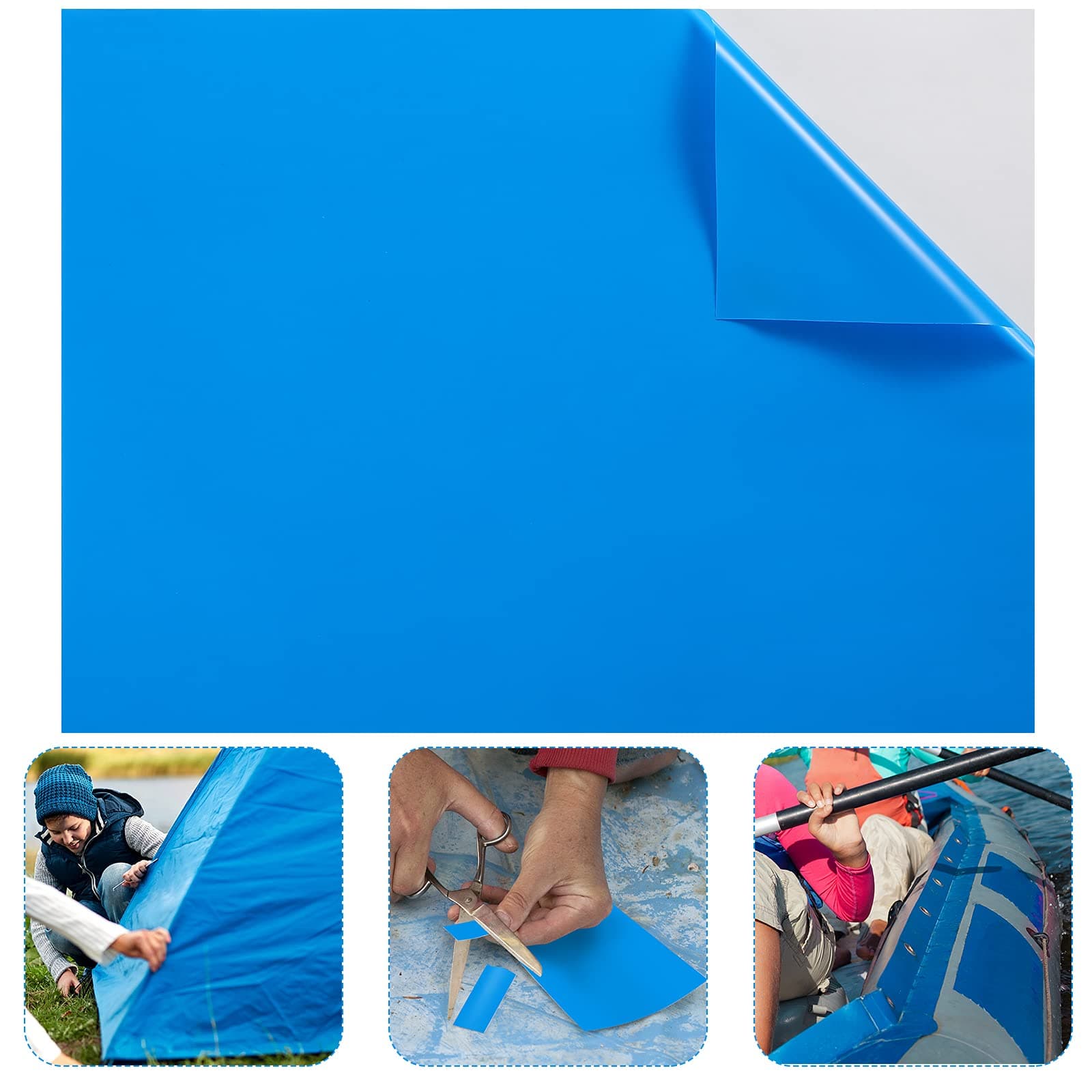 Extra Large Pool Liner Repair Patch 2.8 ft x 4.1 ft Blue Self Adhesive Vinyl Pool Patch Repair Kit for Christmas Bounce House Above Ground Pools Inflatable Floats Toys Snow Tube