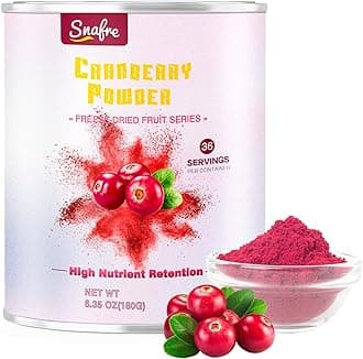 Cranberry Powder, 6.34OZ/180G Freeze Dried Cranberries Powder, Fruit Powder, No Sugar, No Additives, for Baking, Smoothies, Juices, Cocktails, Tea, Yogurt, Oatmeal