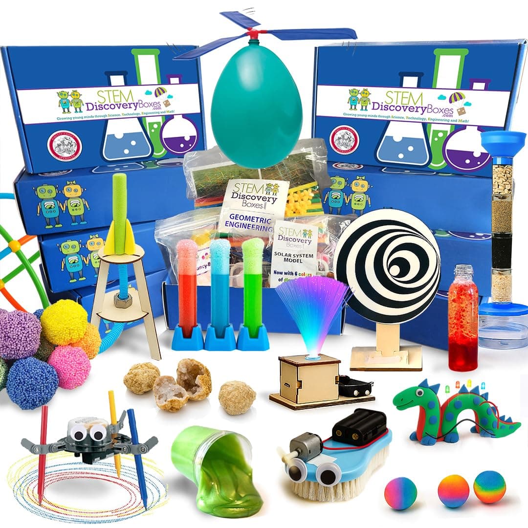 STEM Discovery Box 9 Month Subscription w/ 27 Total Projects - Summertime Learning - Science, Technology, Engineering, Mathematics - Experiment Activity Build Sets - Girls Boys Kids Ages 7-12