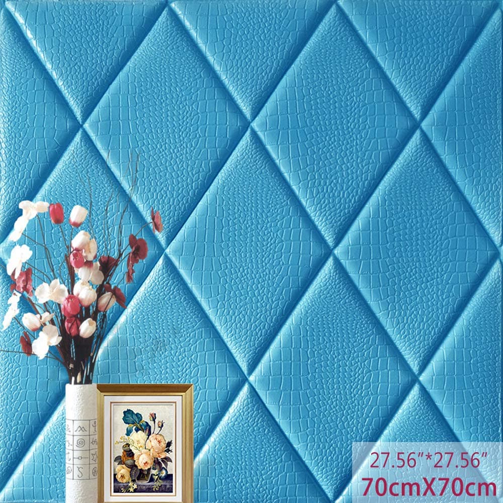 3D Wall Panel Crocodile Print PE Foam Self-Adhesive,Thickened Peel and Stick Tile backsplash Sound-Proof and Water-Proof (20, Blue)