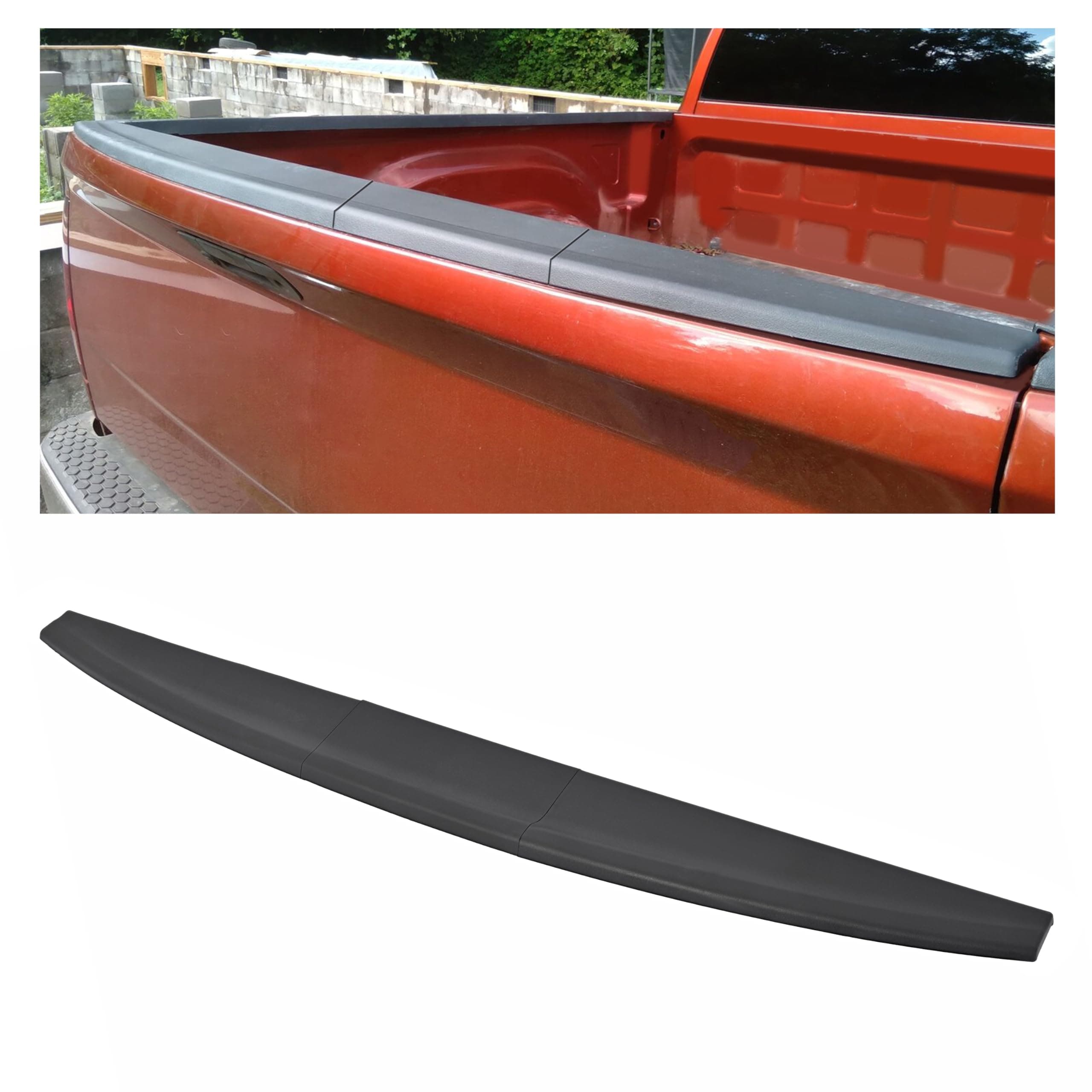 ECOTRIC Tailgate Molding Cap Spoiler Compatible with 2009-2019 Dodge Ram 1500 2500 3500 Classic Replacement for CH1909100 55372052AH 6502632 926-578 Tail Gate Cover Top Protector Lip Trim (3Pcs)