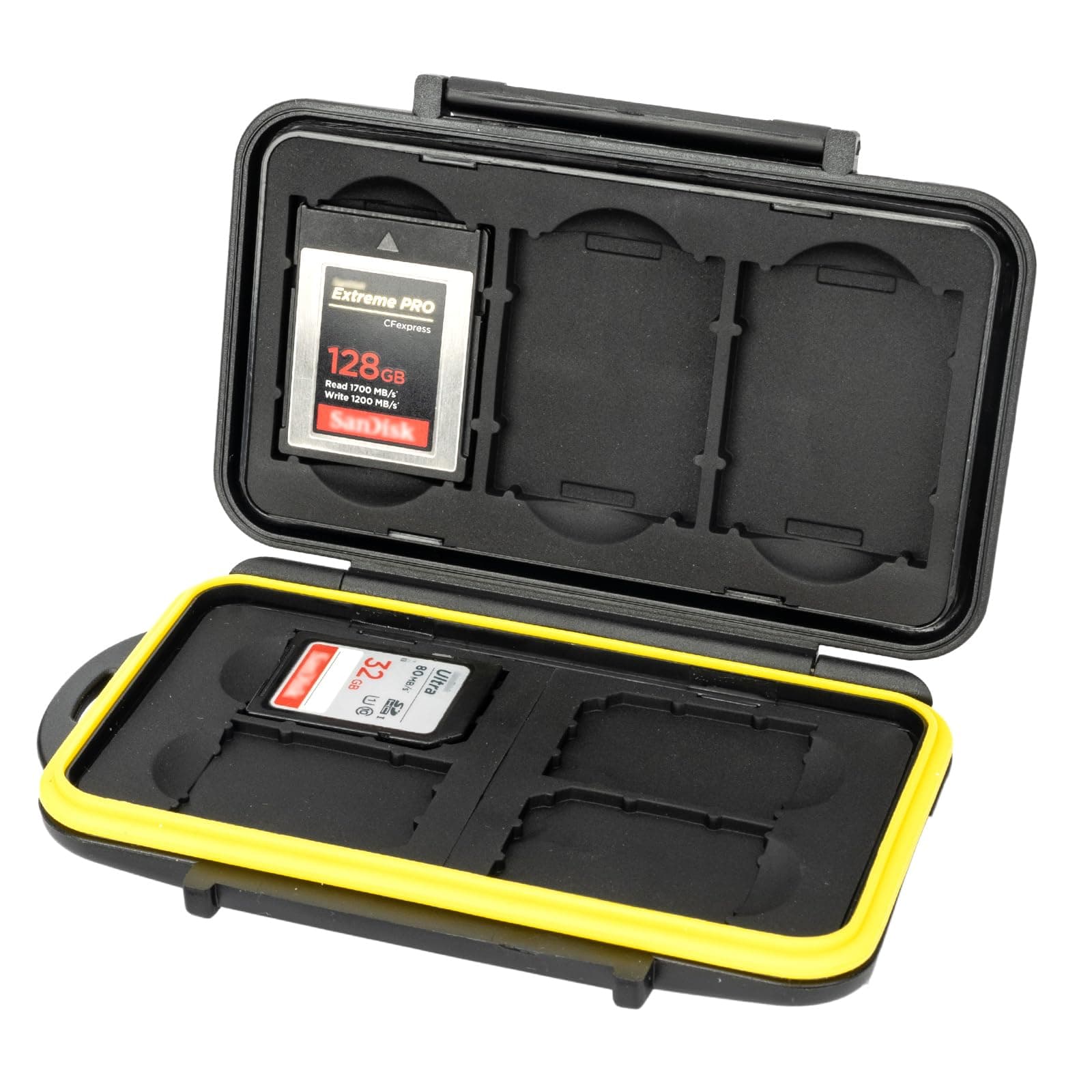 JJC Sturdy and Rigid Memory Card Storage Case fits 3 x XQD CFexpress Type B and 4 x SD SDHC SDXC Cards